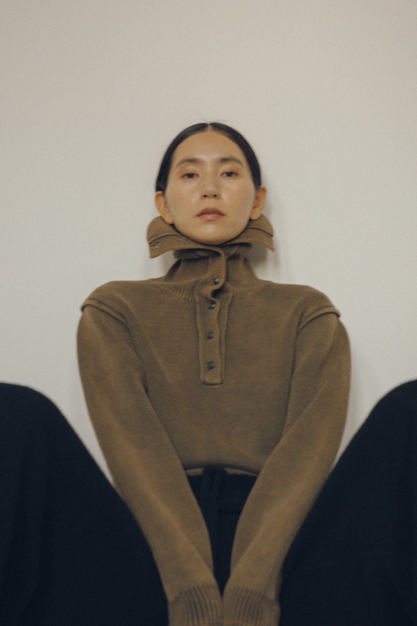 Turtleneck Acid Wash Milan Rib Sweater (ls44458K)