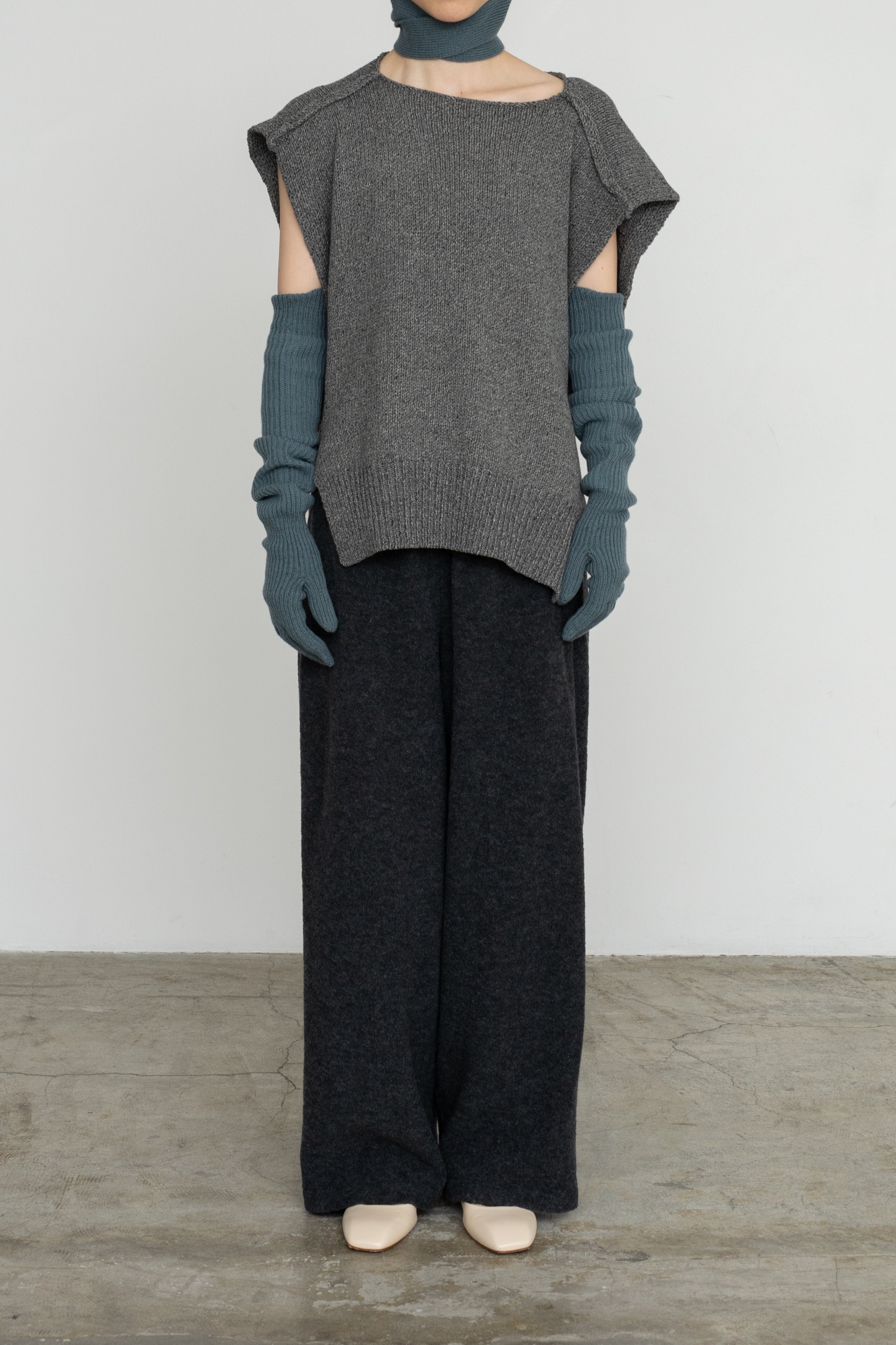 Wool Cotton Mix Color Knit Vest (ls54557K)