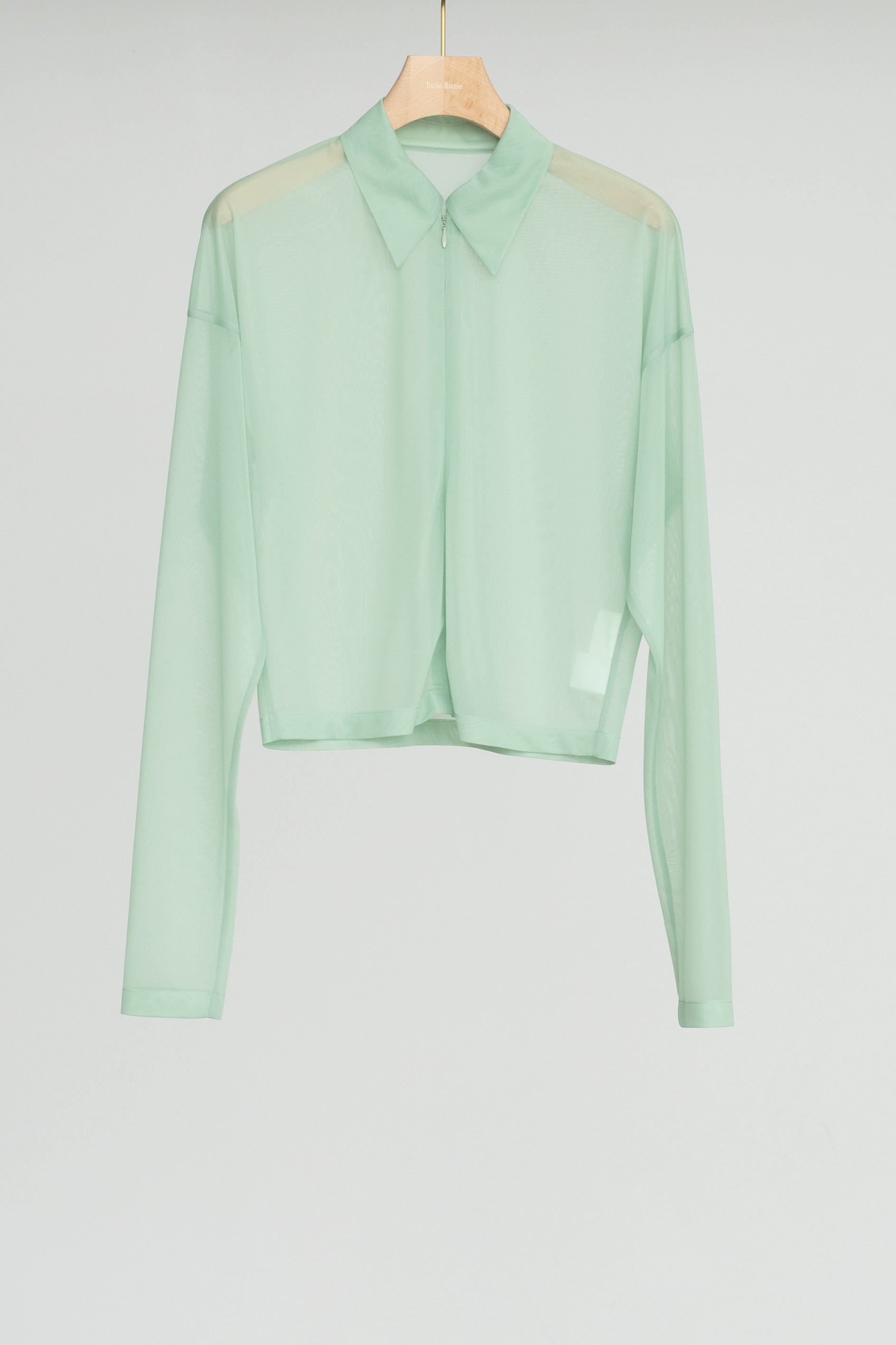 Sheer Tricot Front Zip Jacket(ls54546J)