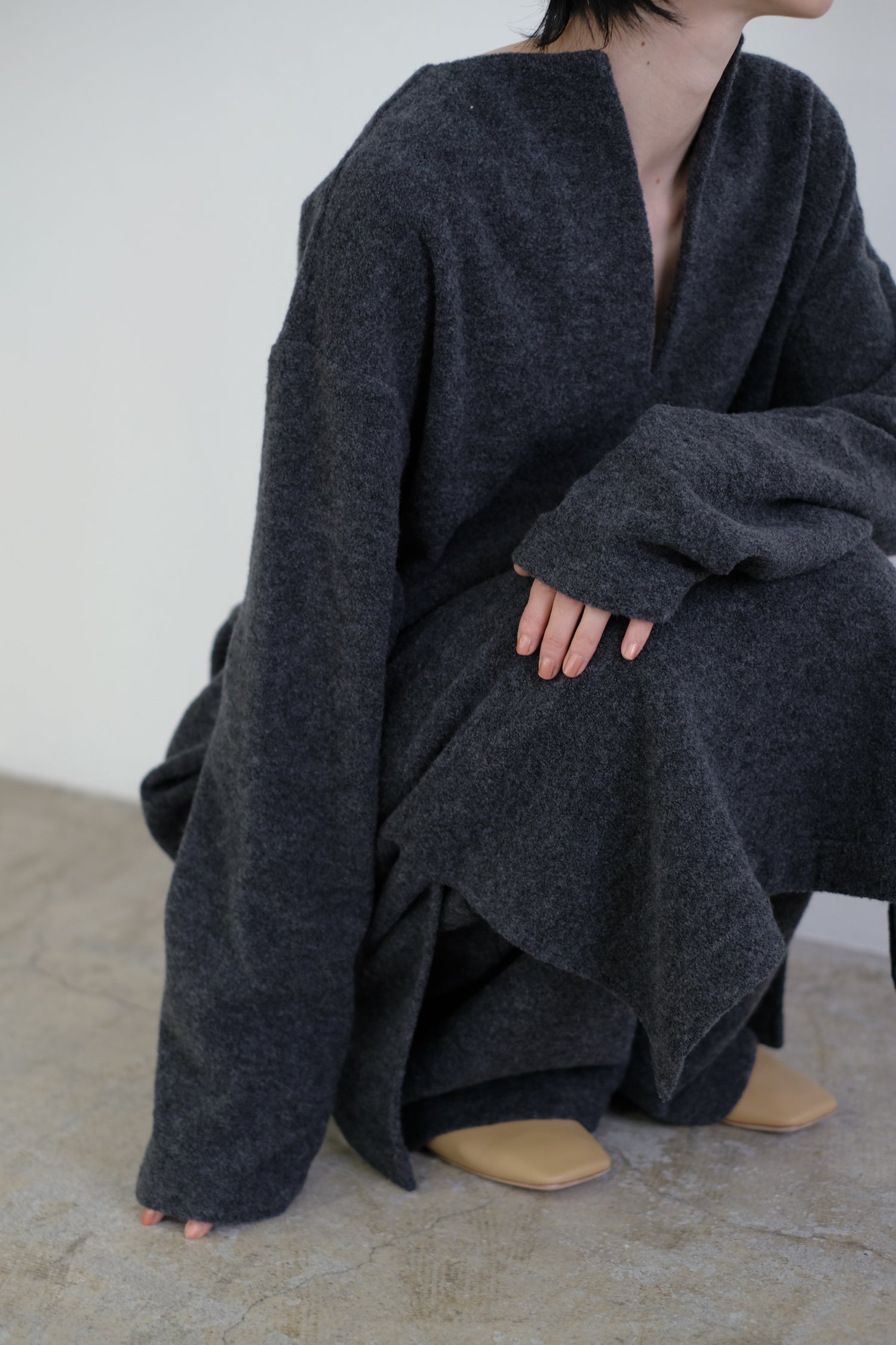 Wool Boucle Keyneck Dress (ls54554D)