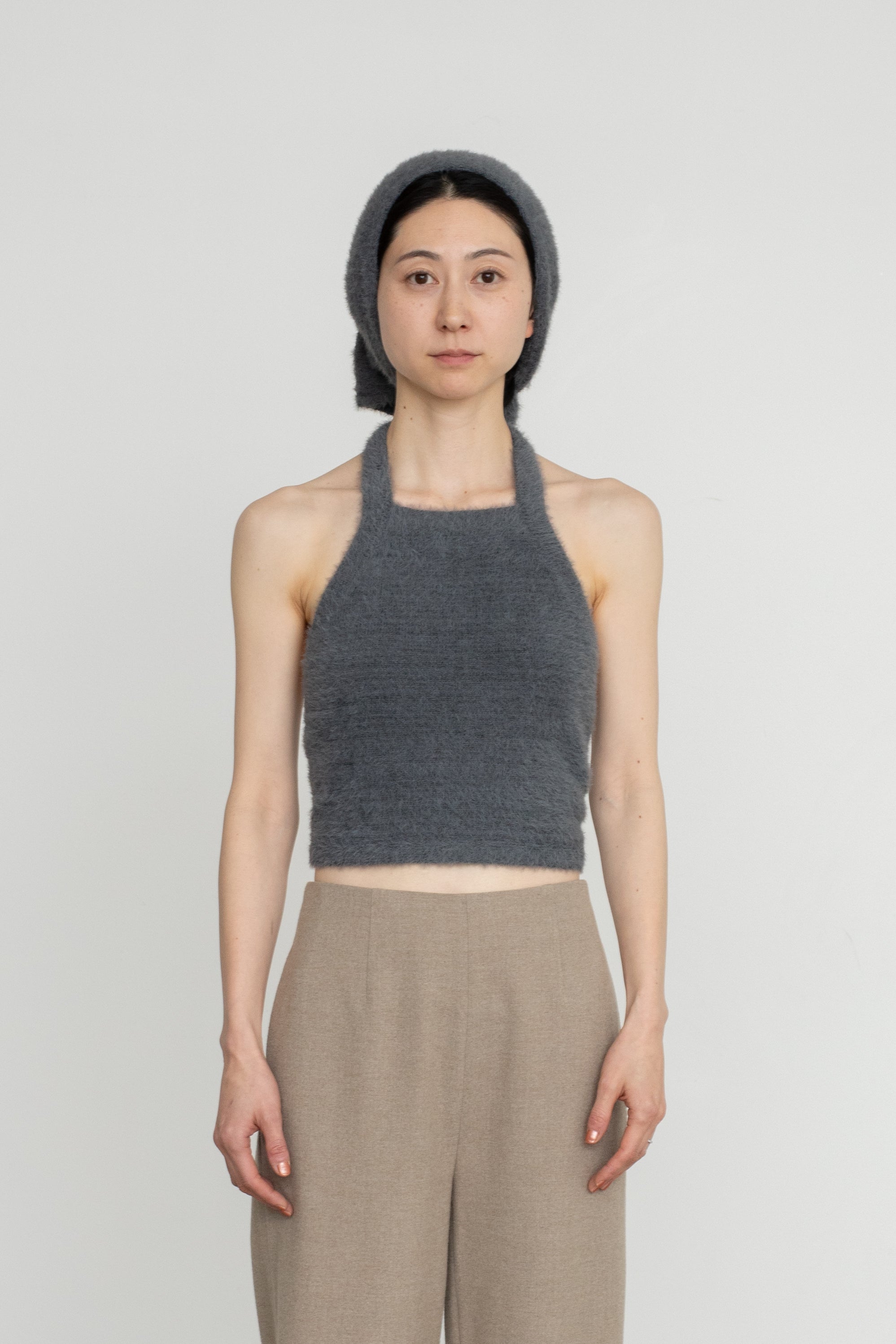 Nylon Fur Trianglar Knit Scarf (ls54533A)