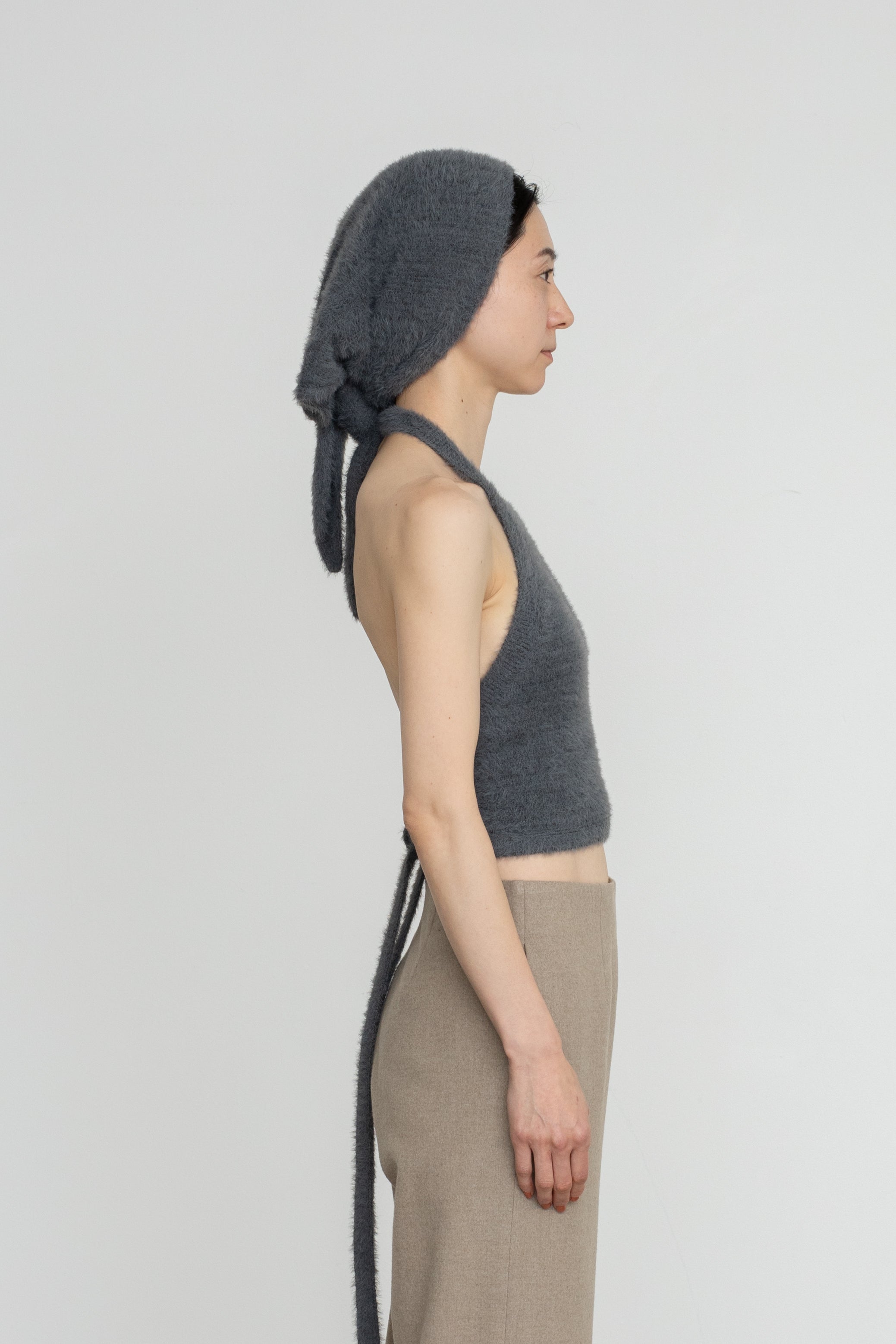 Nylon Fur Trianglar Knit Scarf (ls54533A)