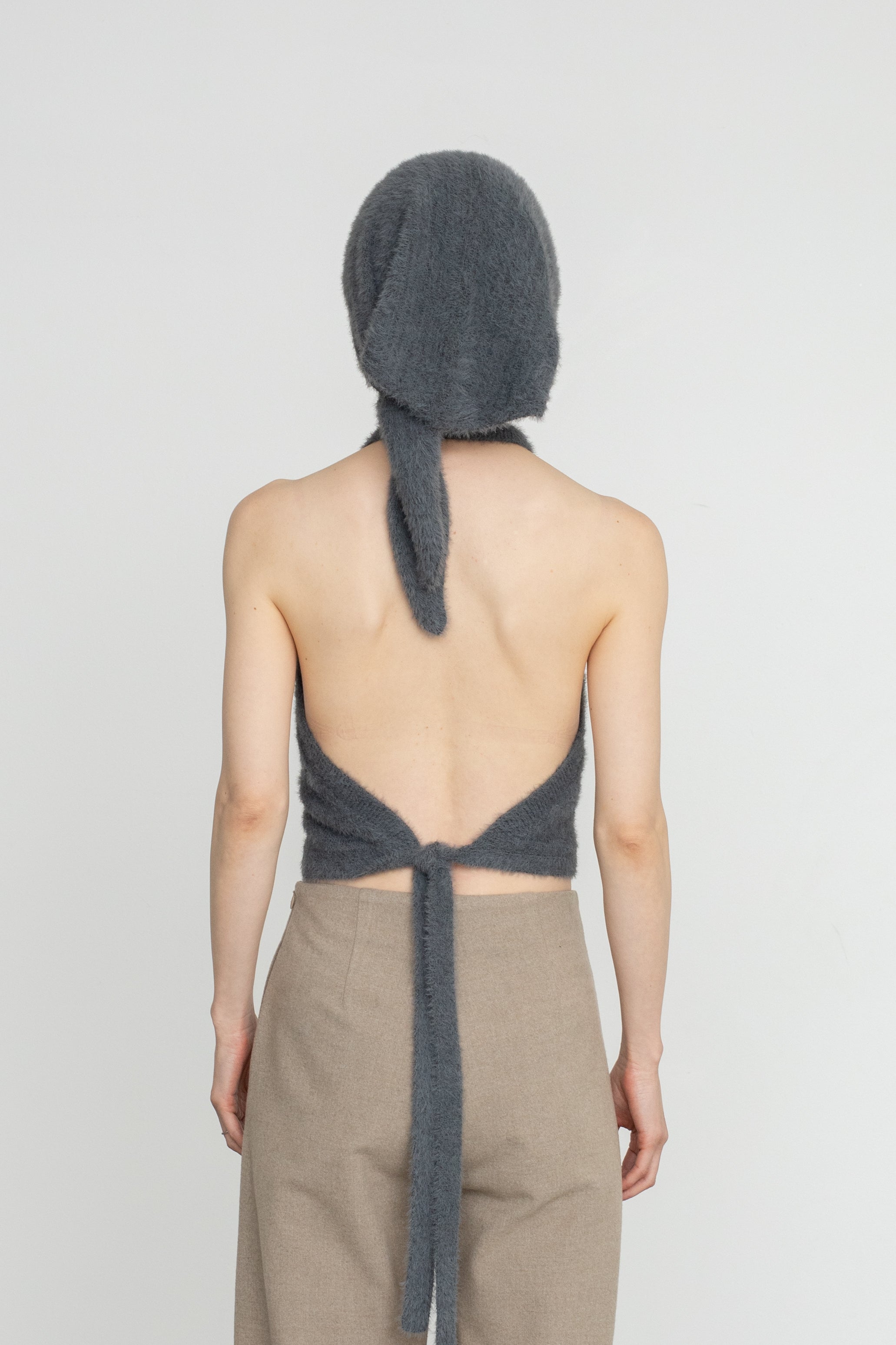 Nylon Fur Trianglar Knit Scarf (ls54533A)