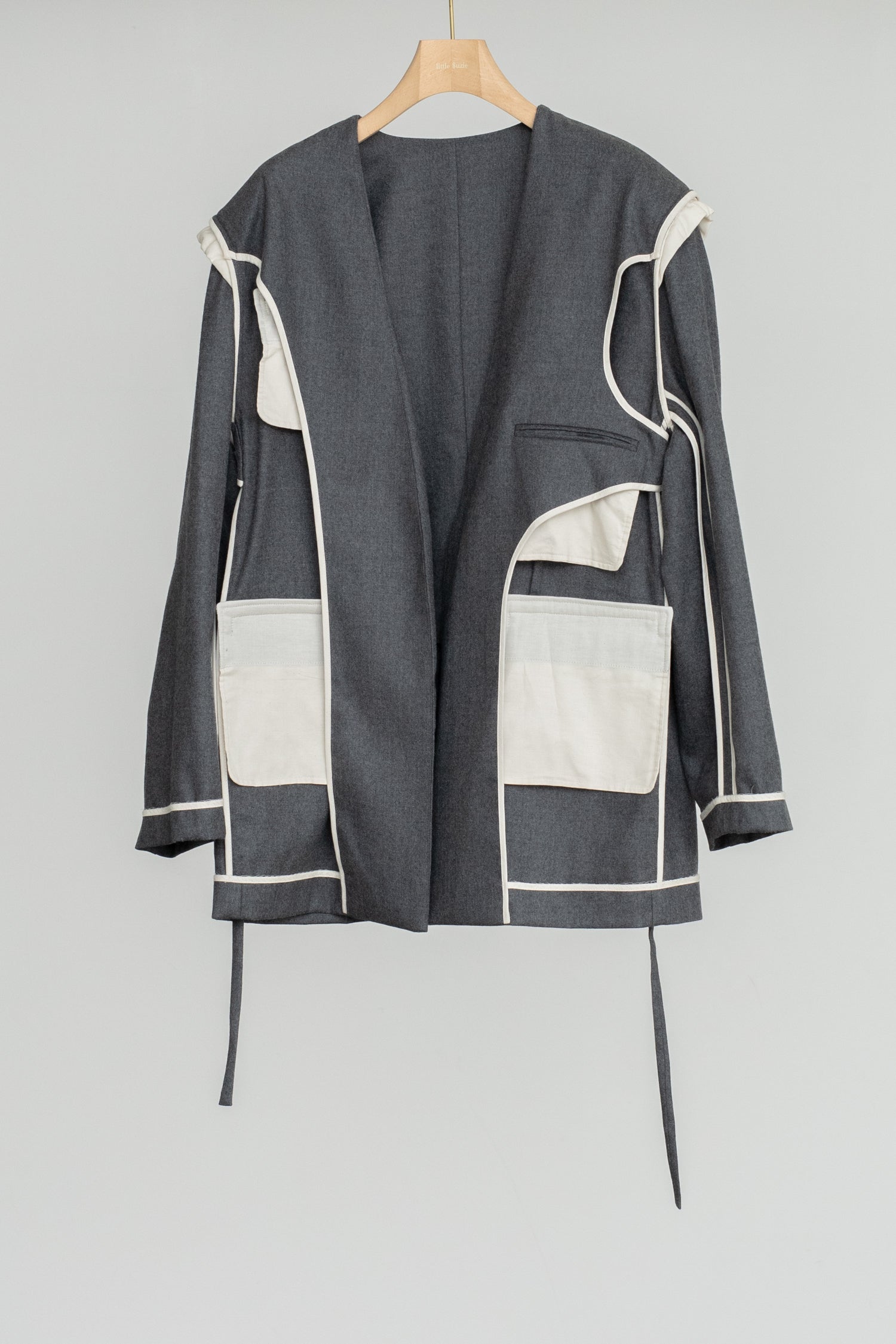 【SOLD】Soft Wool Reversible Collarless Jacket (ls54538J)