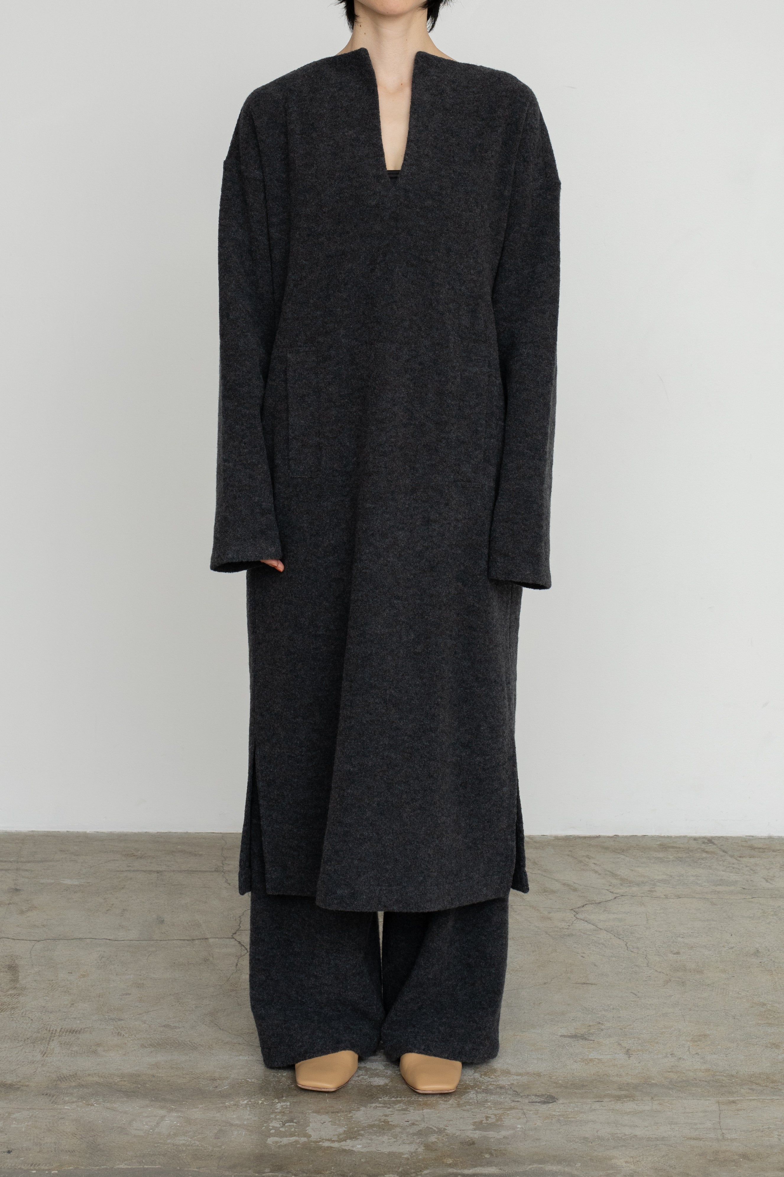 Wool Boucle Keyneck Dress (ls54554D)