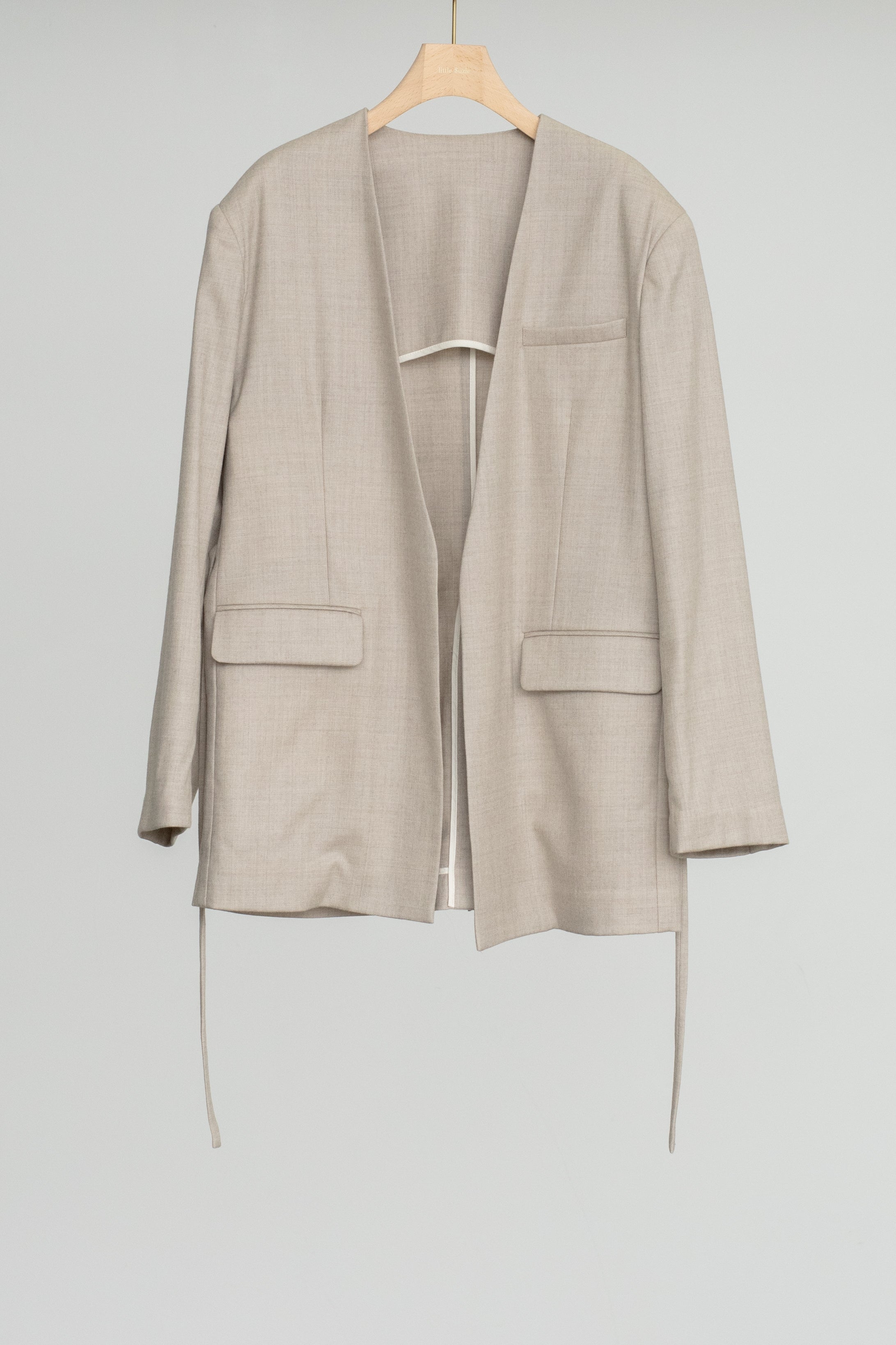 【SOLD】Soft Wool Reversible Collarless Jacket (ls54538J)