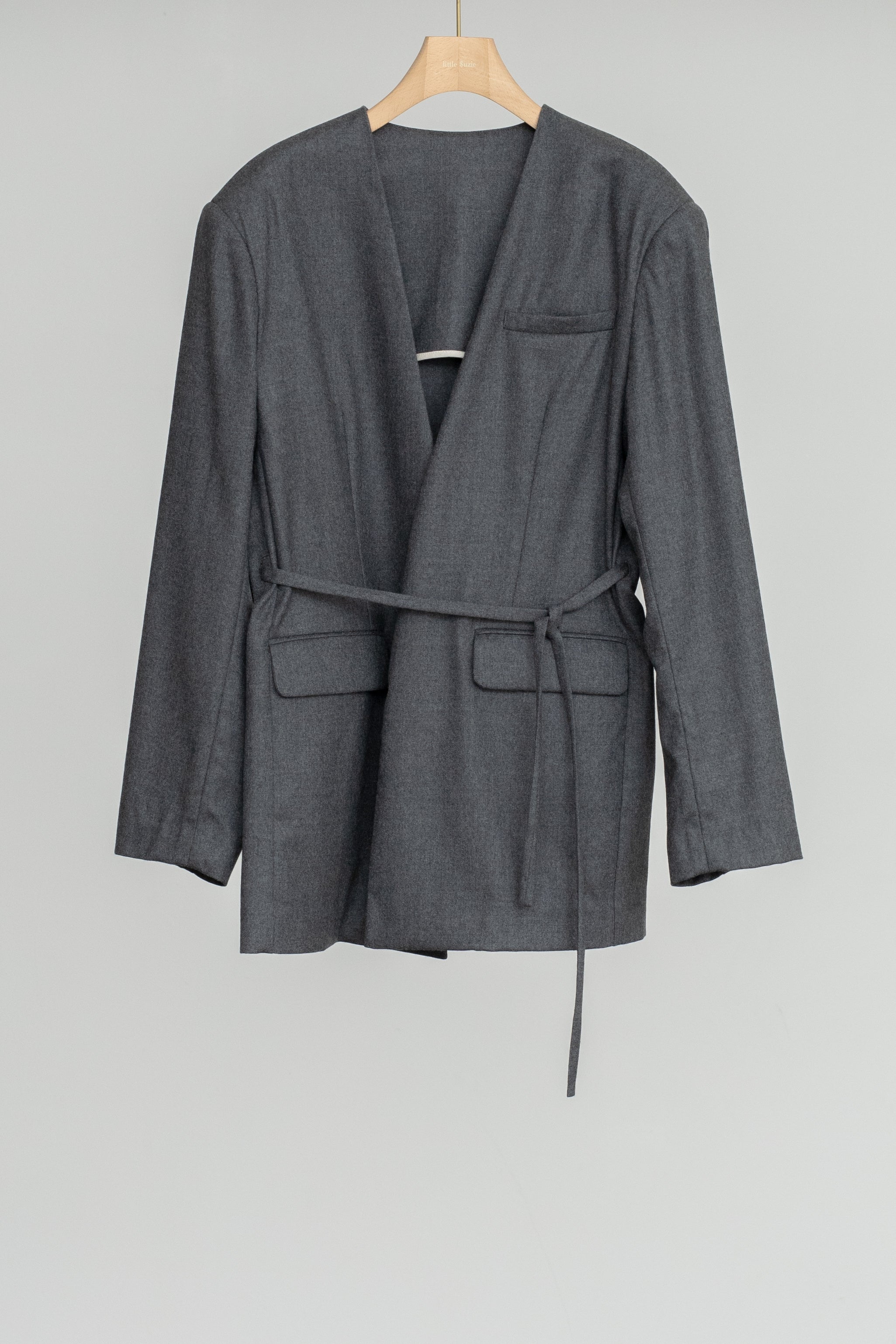 【SOLD】Soft Wool Reversible Collarless Jacket (ls54538J)