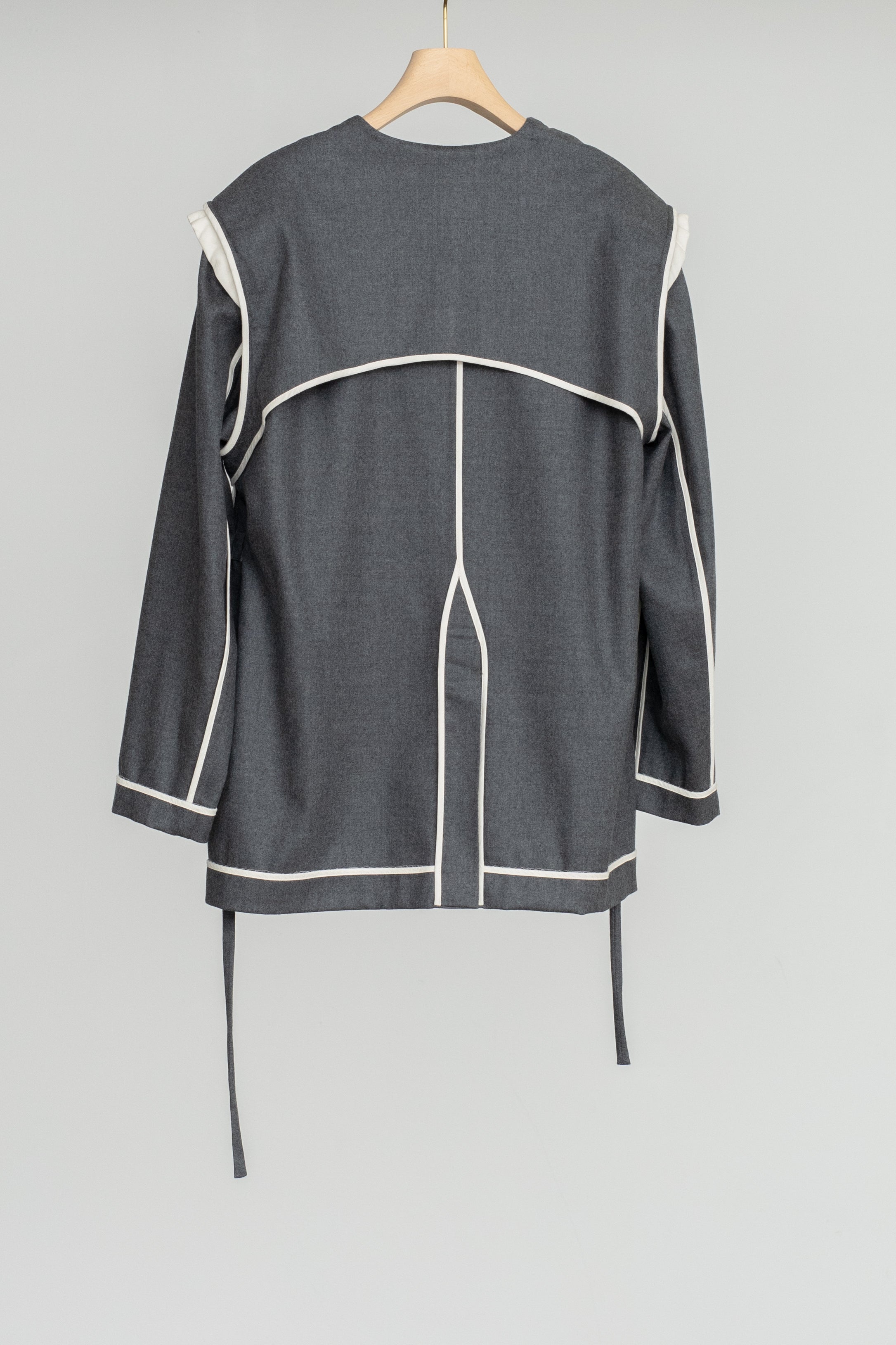 【SOLD】Soft Wool Reversible Collarless Jacket (ls54538J)
