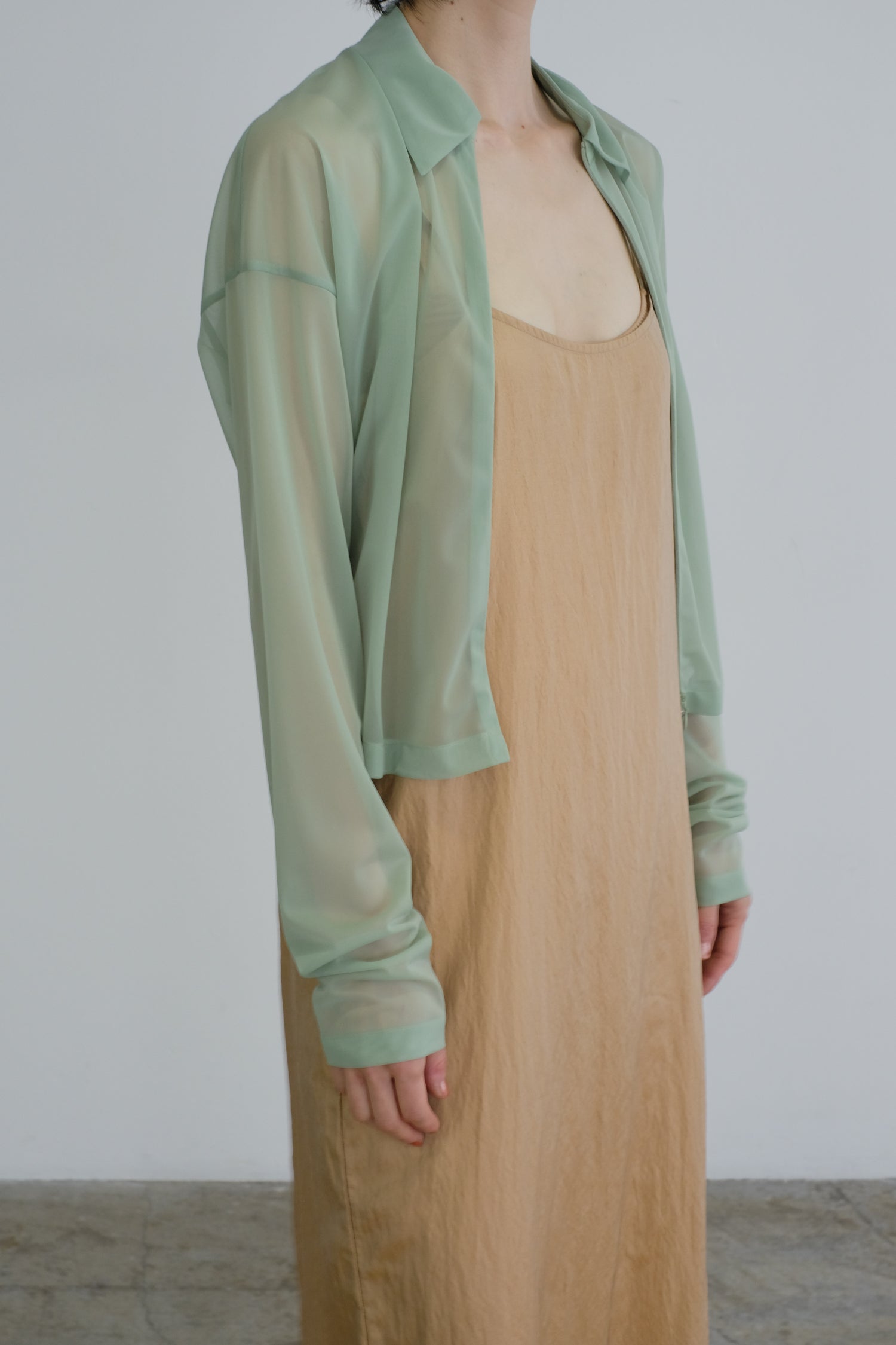 Sheer Tricot Front Zip Jacket(ls54546J)