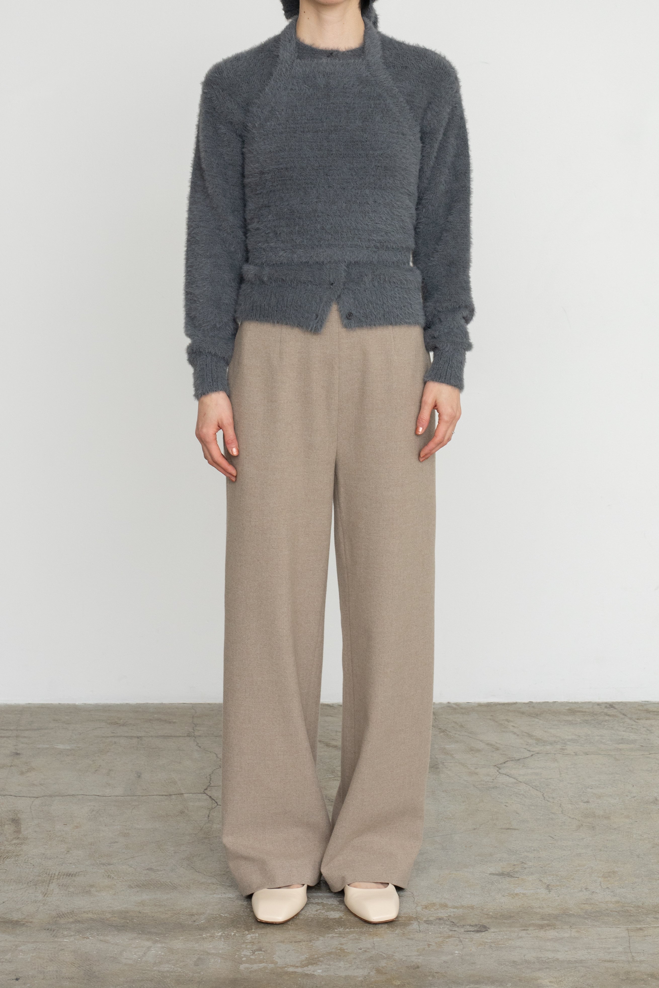 Nylon Fur Knit Cardigan (ls54531K)