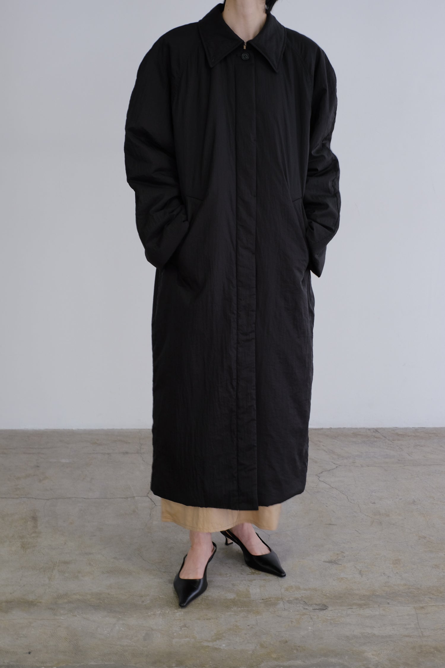 【Pre-order】Sheer Nylon Patted Long Coat (ls54535J)