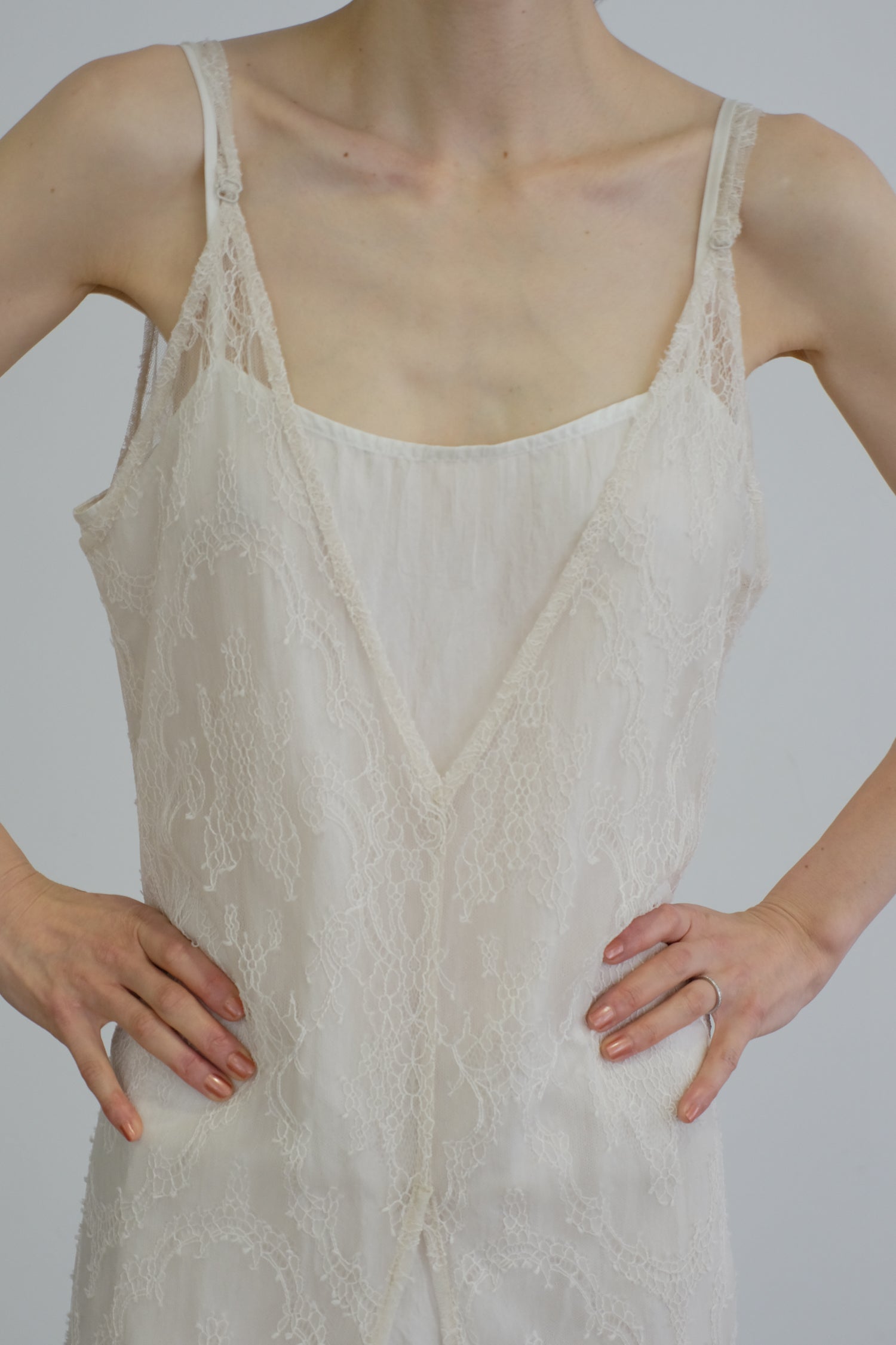 Lace Camisole Slit Dress (ls54541D)