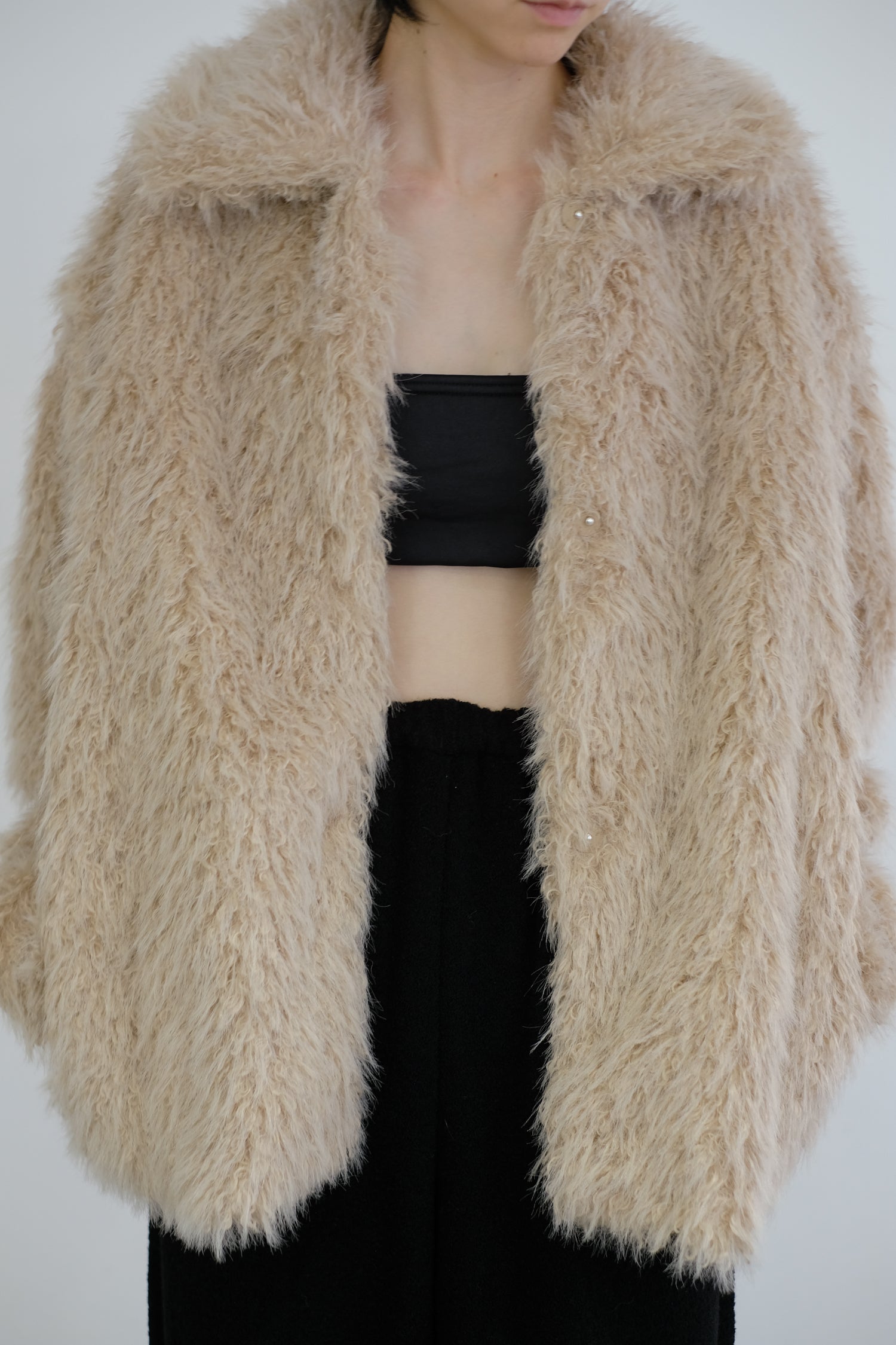 【Pre-order】Eco Fur Snap Front Jacket (ls54536J)