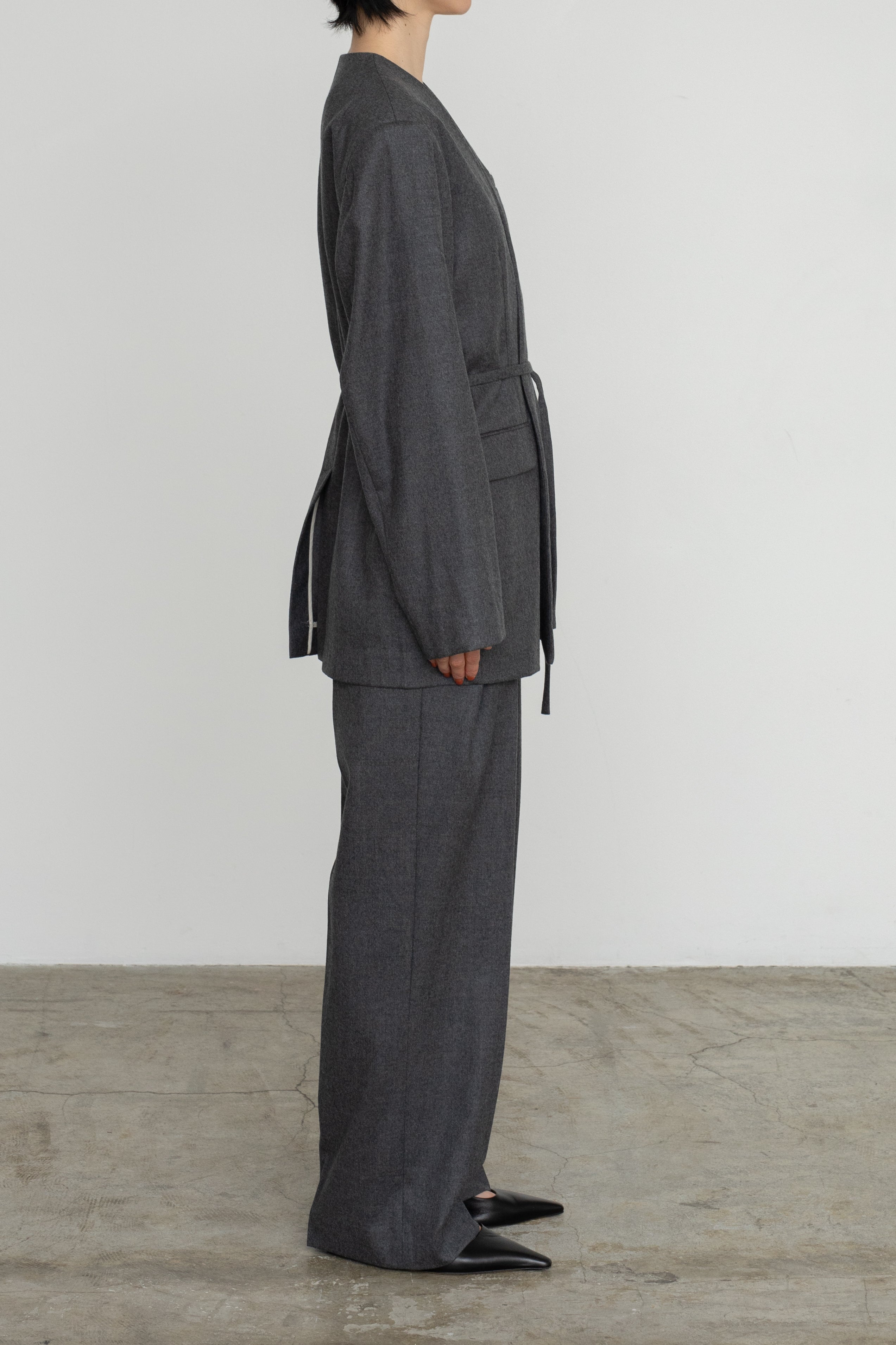 【SOLD】Soft Wool Reversible Collarless Jacket (ls54538J)