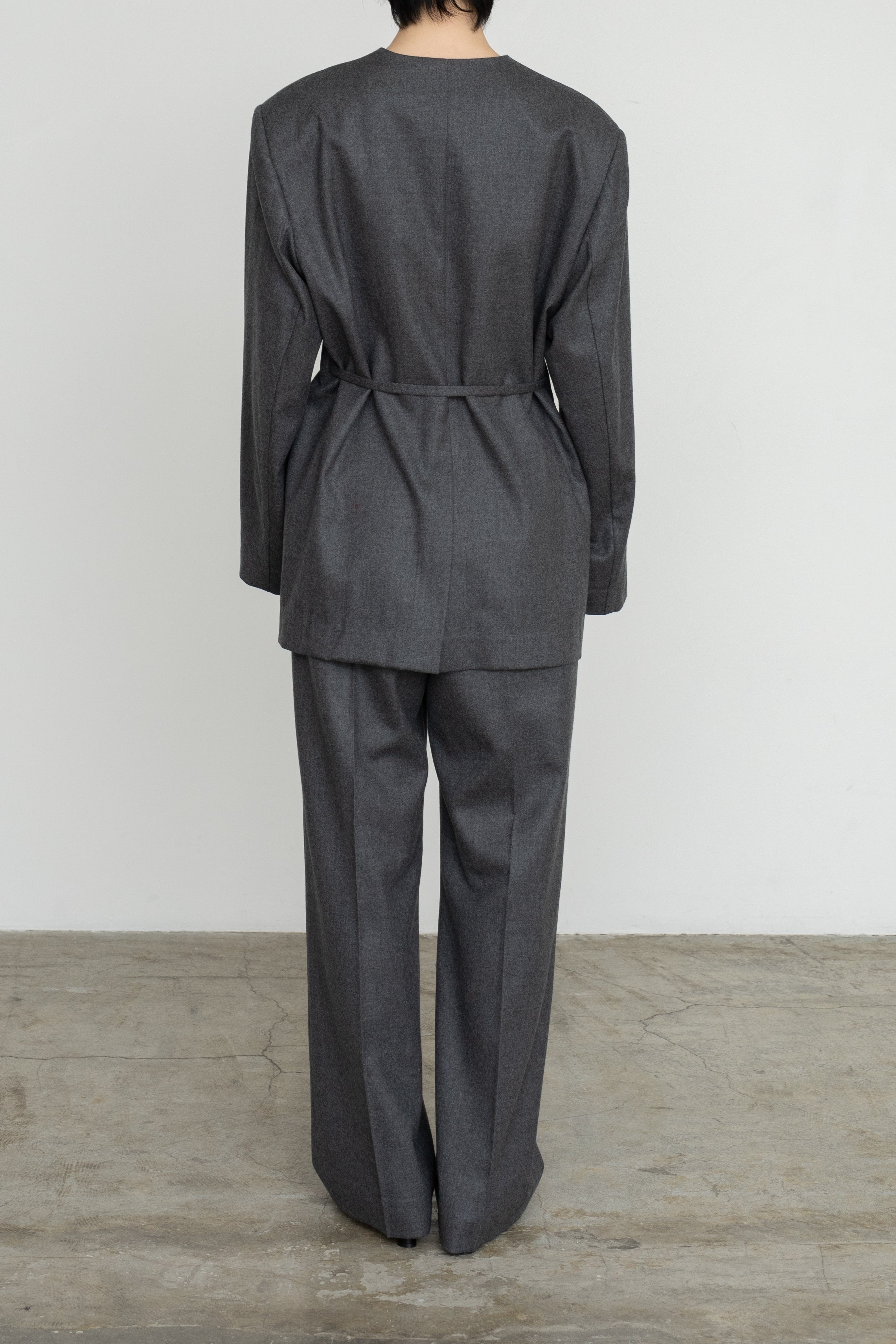 【SOLD】Soft Wool Reversible Collarless Jacket (ls54538J)