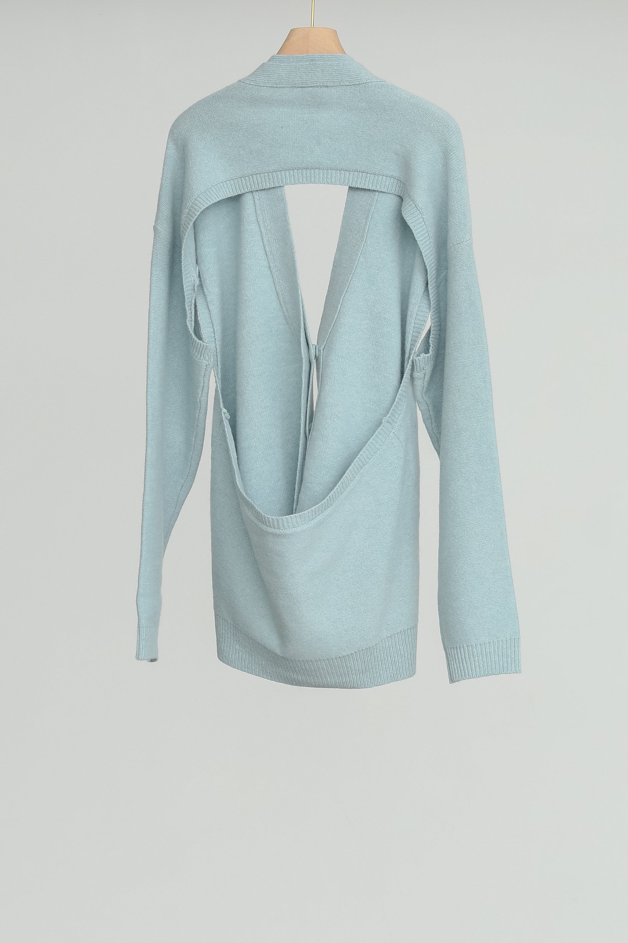 Extra Fine Merino Wool Cut Out Knit Cardigan (ls54542K)