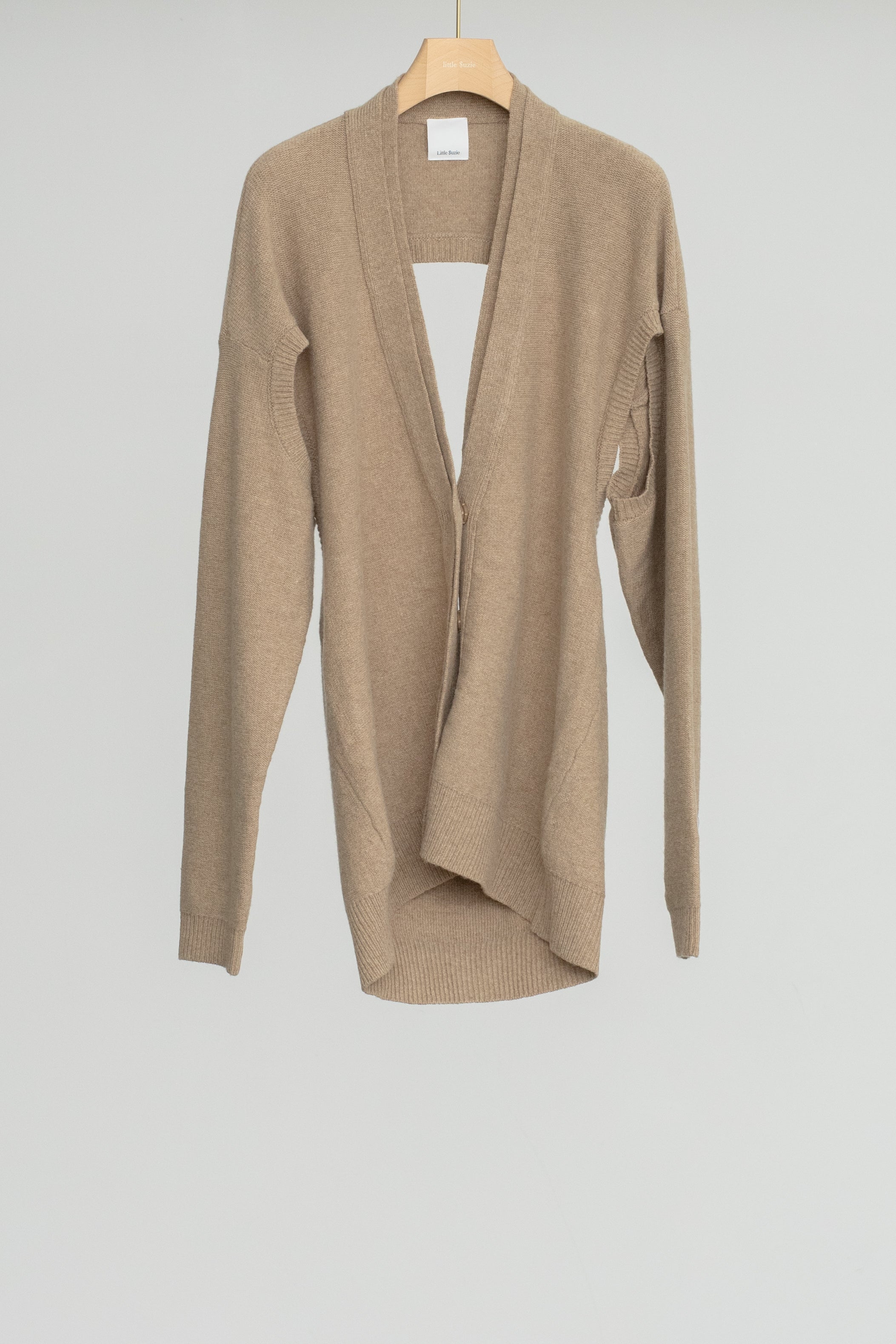 Extra Fine Merino Wool Cut Out Knit Cardigan (ls54542K)