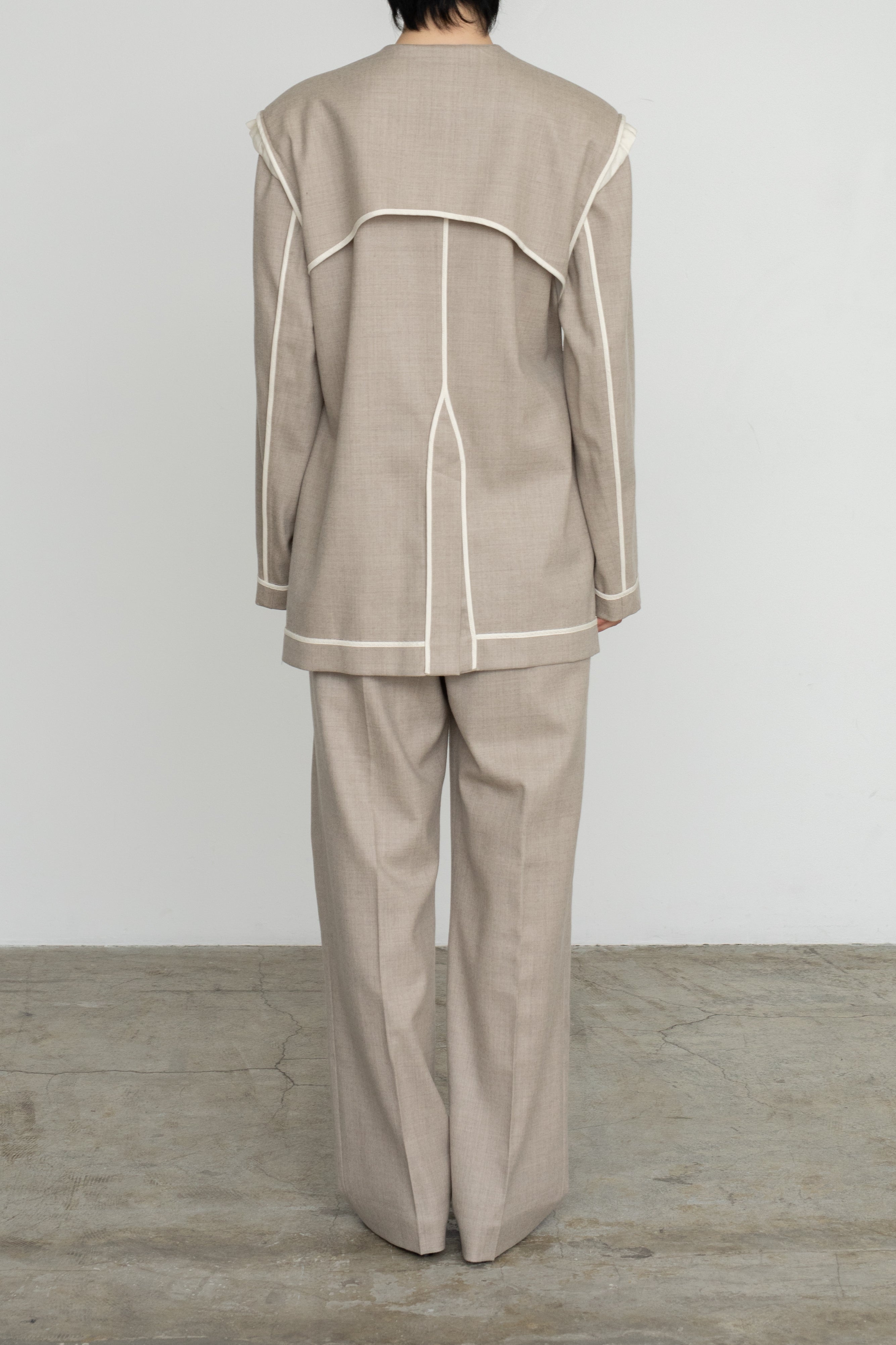 【SOLD】Soft Wool Reversible Collarless Jacket (ls54538J)