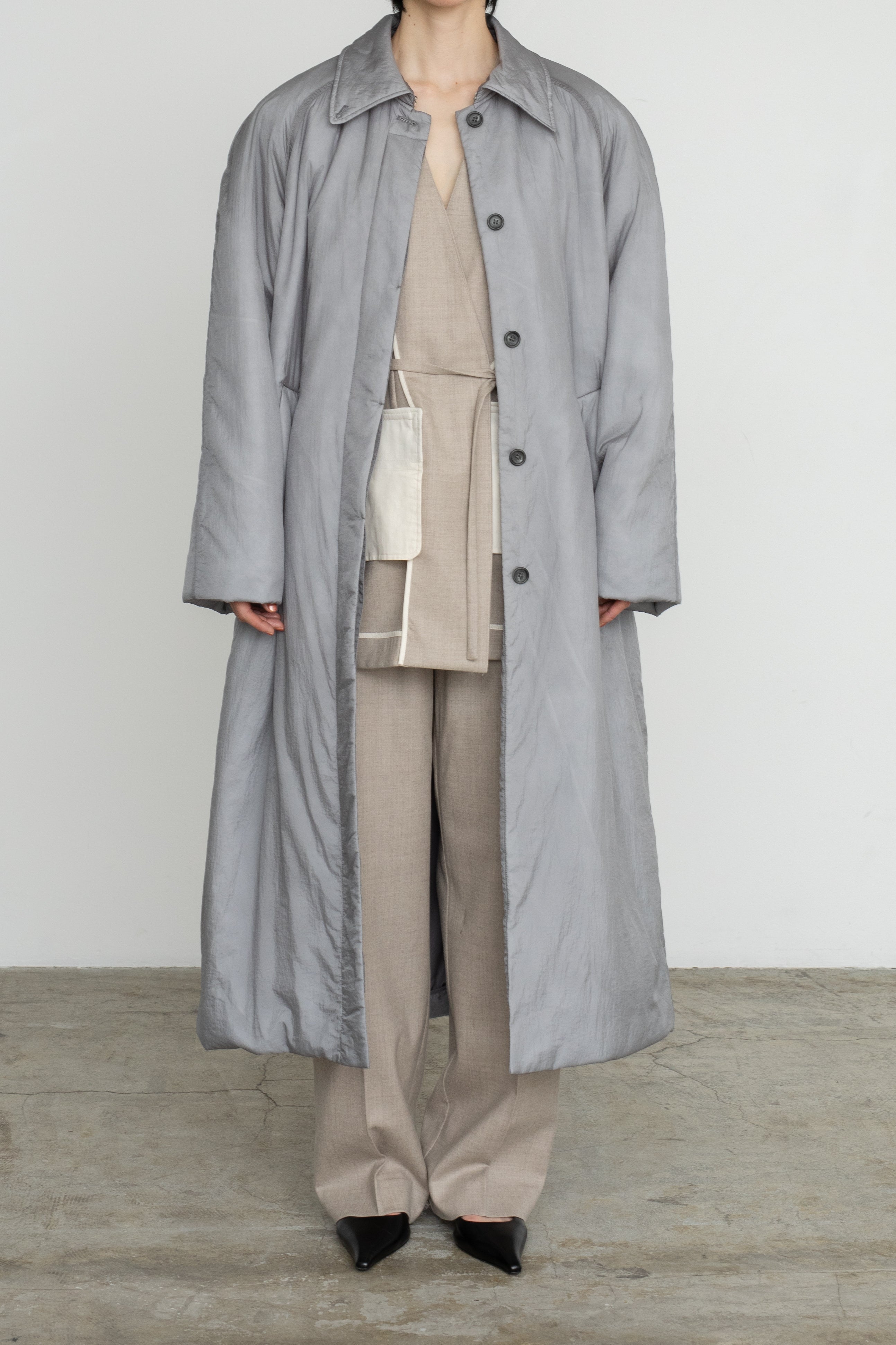 【Pre-order】Sheer Nylon Patted Long Coat (ls54535J)