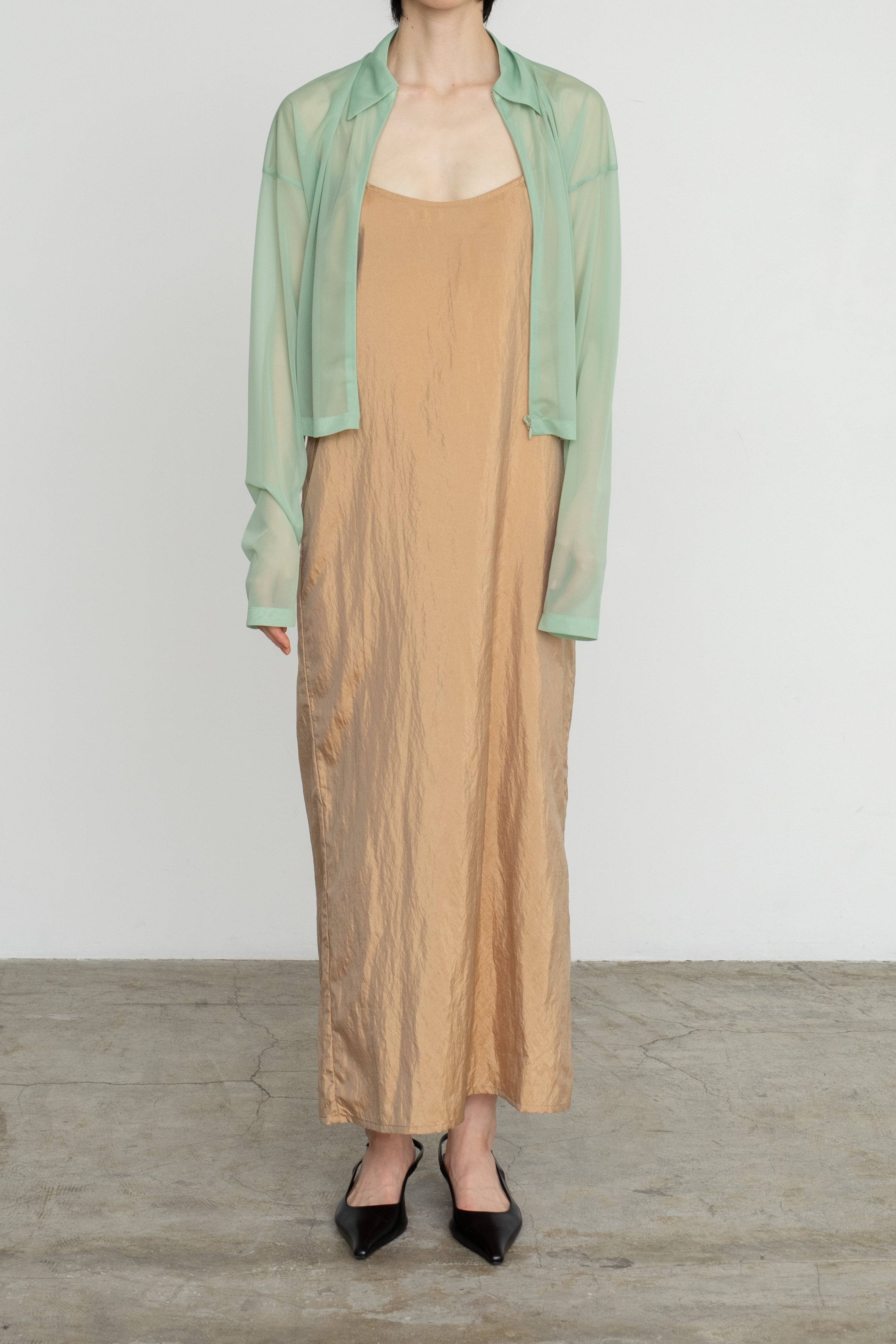 Sheer Tricot Front Zip Jacket(ls54546J)