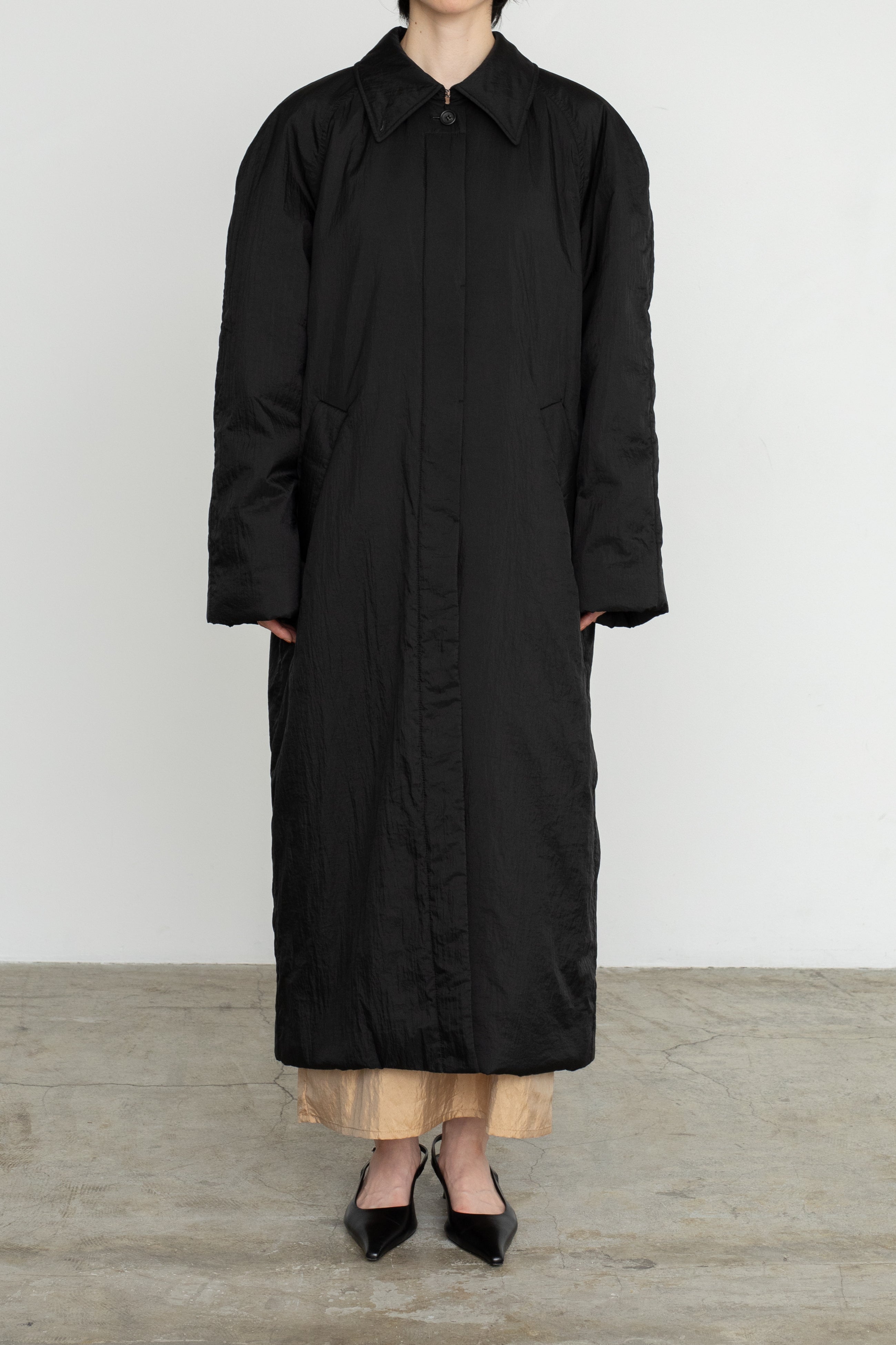 【Pre-order】Sheer Nylon Patted Long Coat (ls54535J)