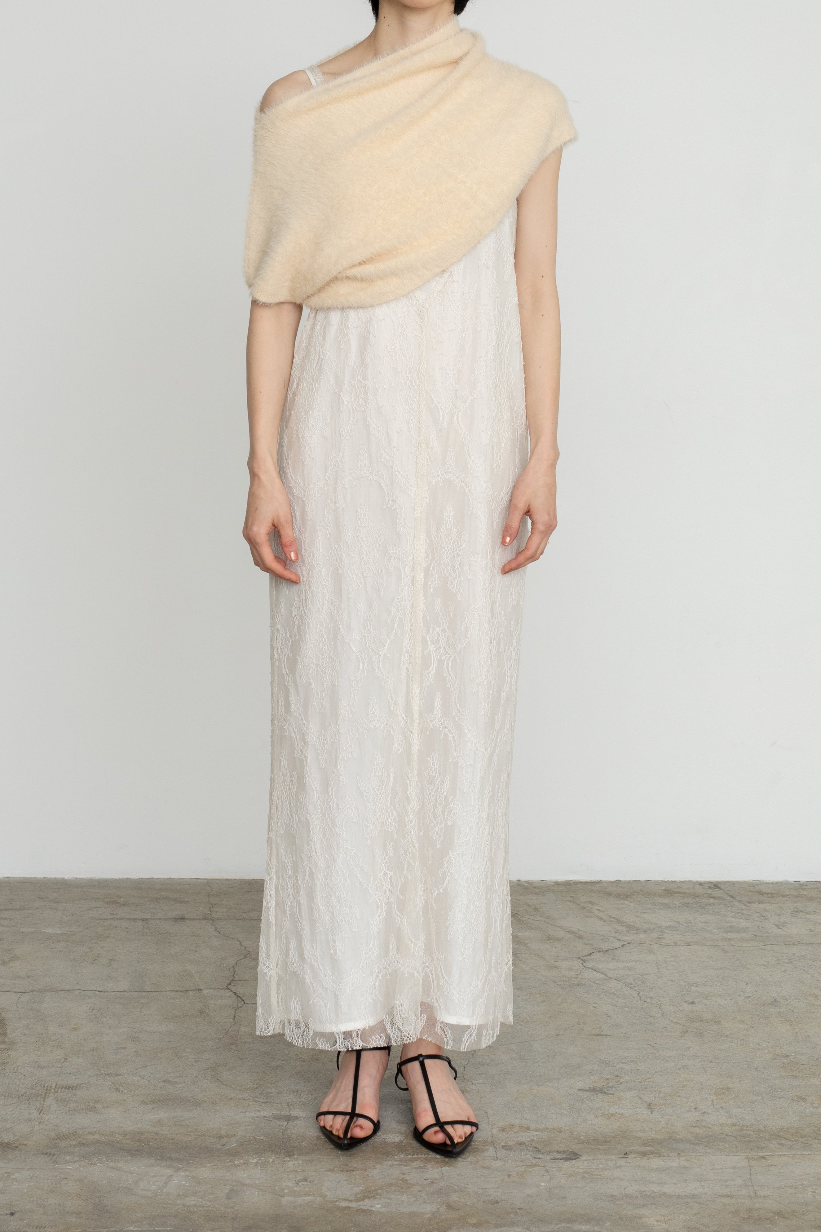Nylon Fur Drape Knit Cape (ls54532K)
