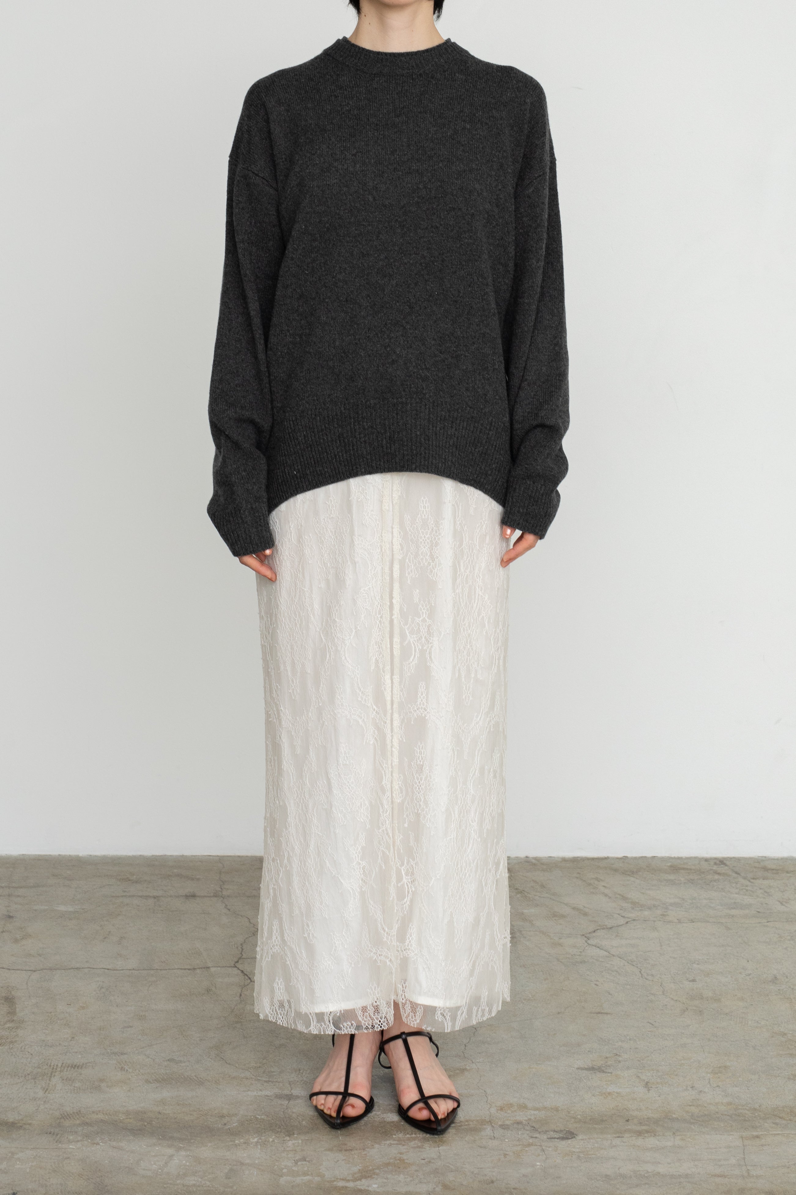 Extra Fine Merino Wool Double Neck Knit Pullover (ls54556K)