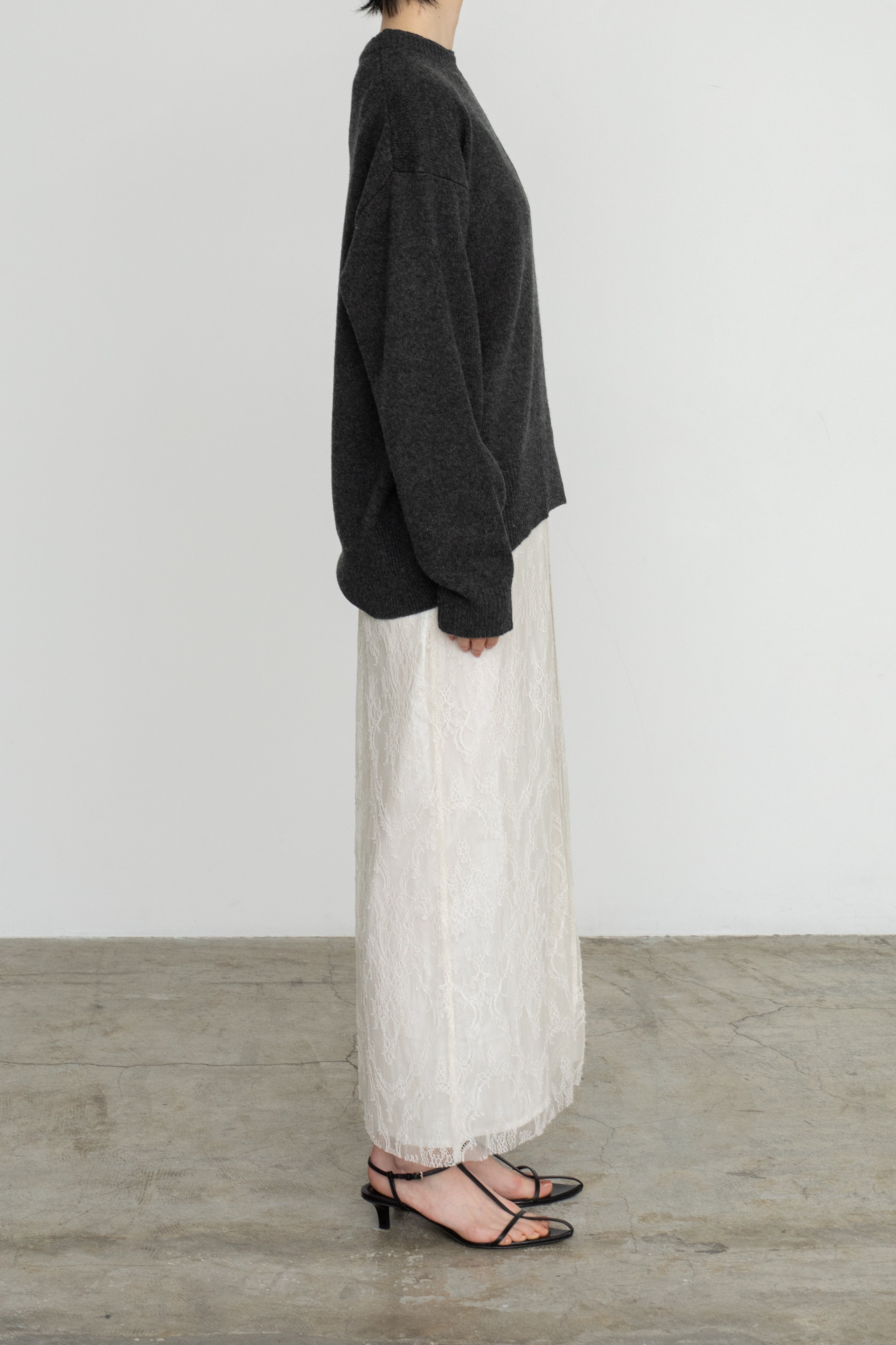 Extra Fine Merino Wool Double Neck Knit Pullover (ls54556K)