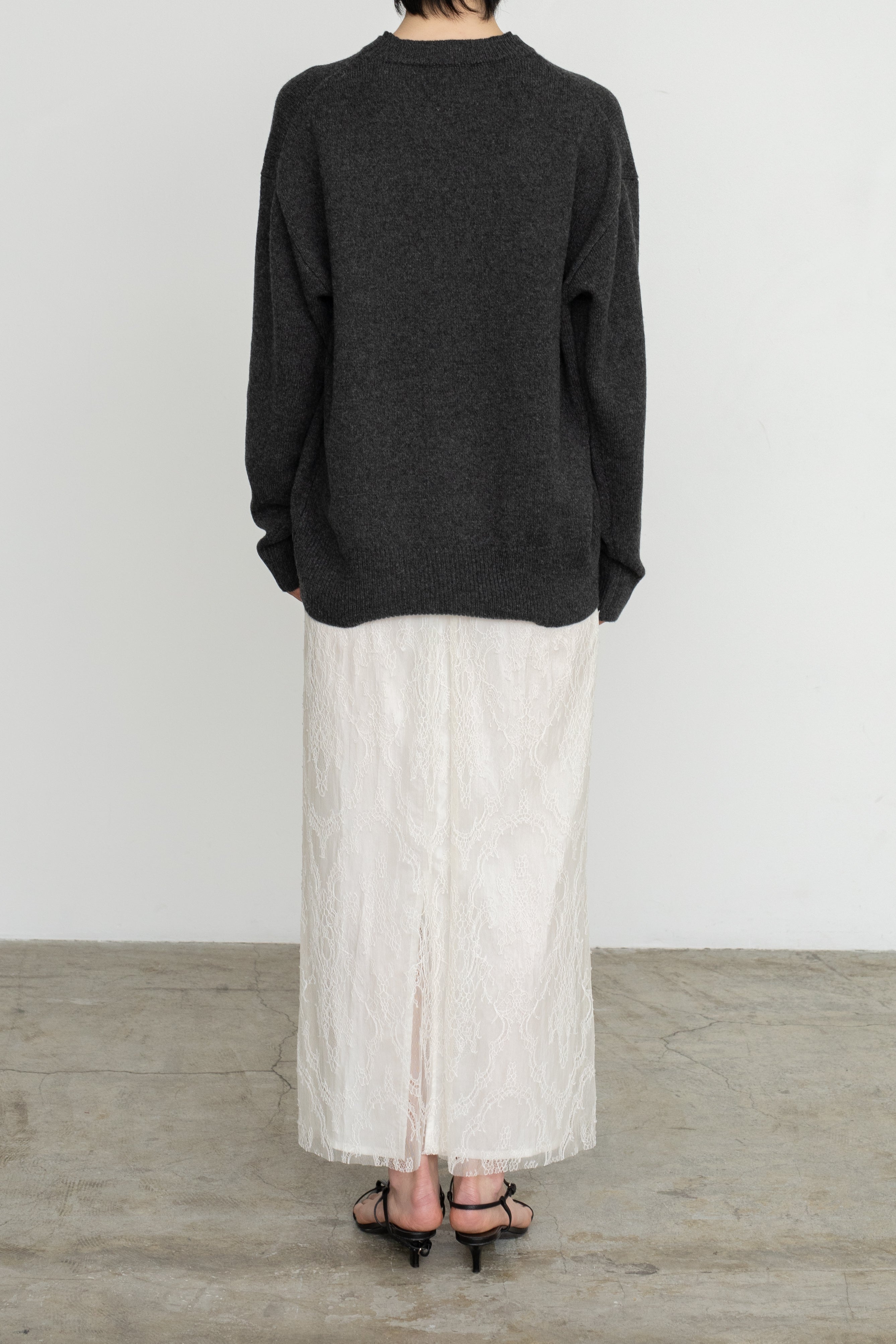 Extra Fine Merino Wool Double Neck Knit Pullover (ls54556K)