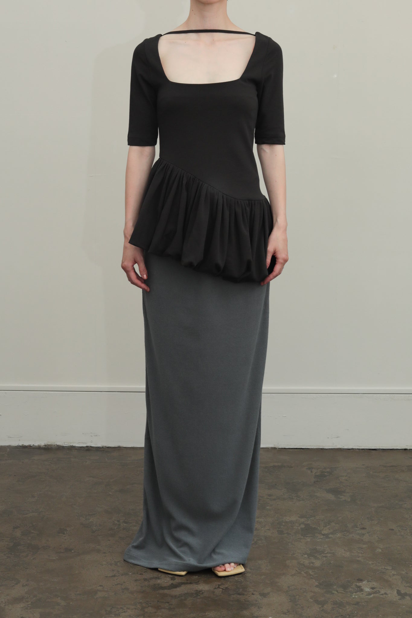 High Twist Twill Jersey Square Neck Balloon Top(ls52512T)