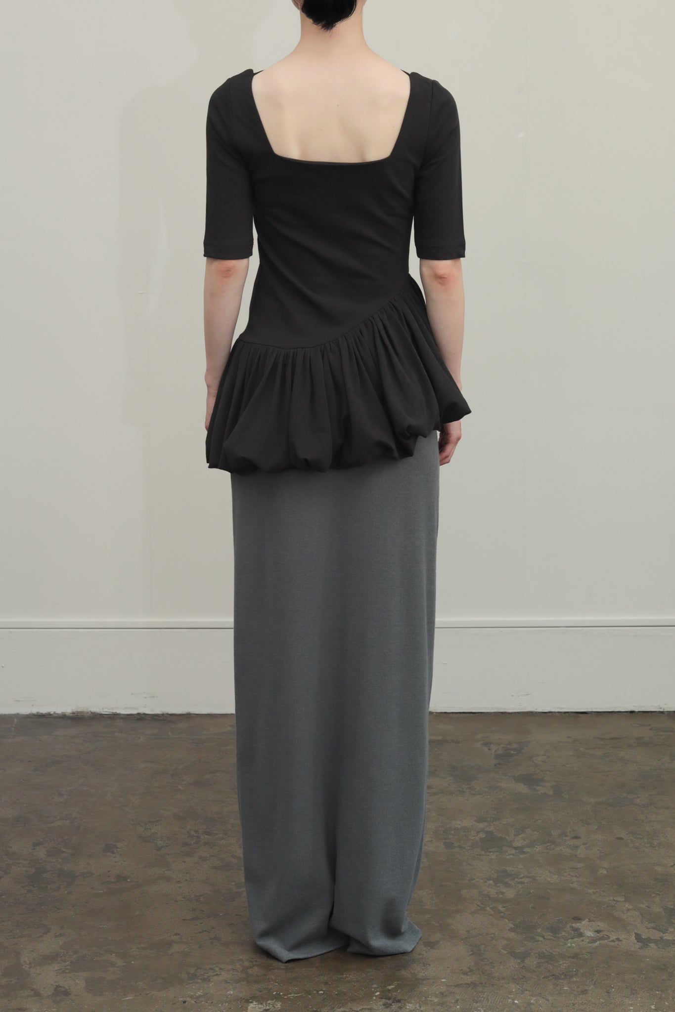 High Twist Twill Jersey Square Neck Balloon Top(ls52512T)