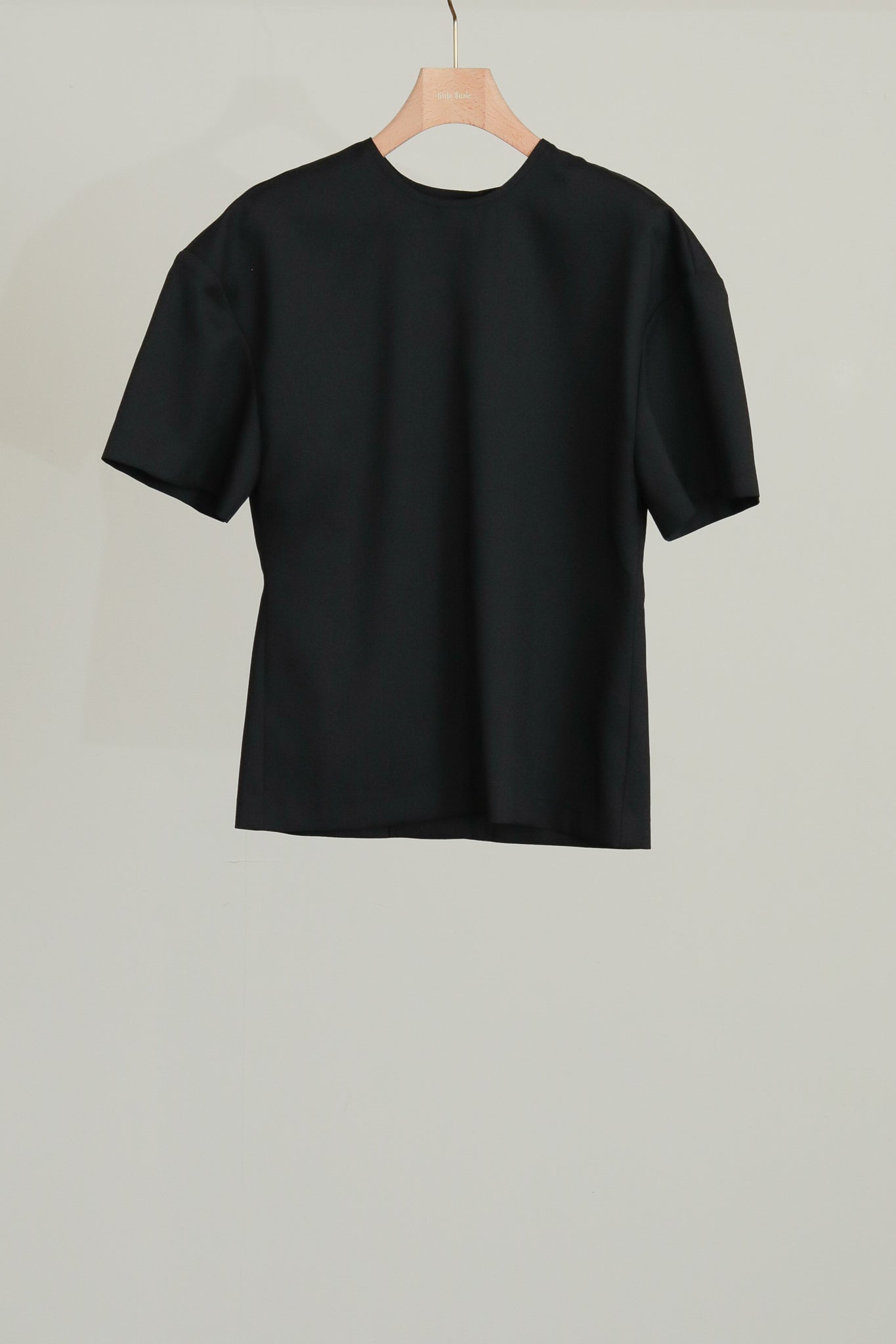 羊毛混纺露背短袖衬衫(ls52535T)