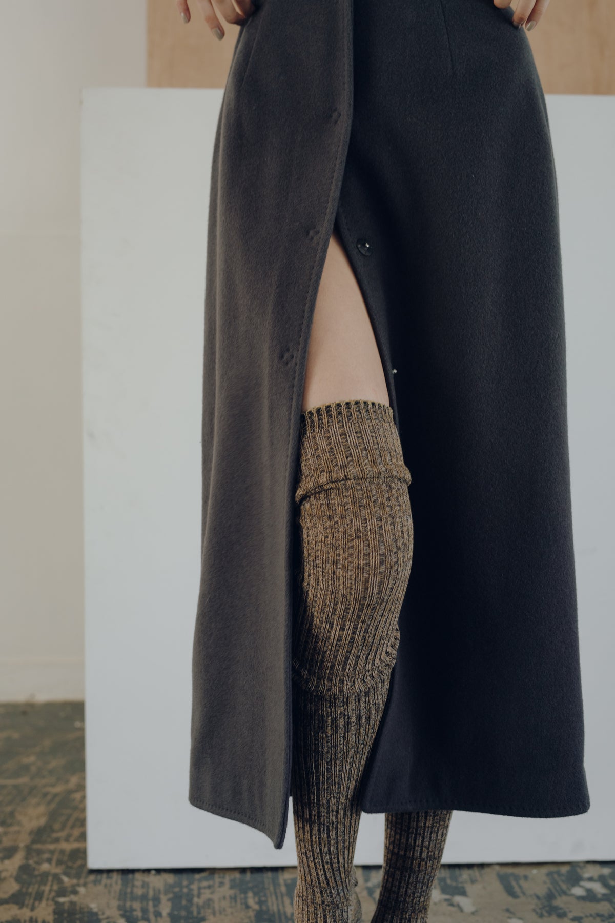 【展示会/後】Recycled Wool Nylon Wrapped Skirt (ls64603S) ¥37,400-