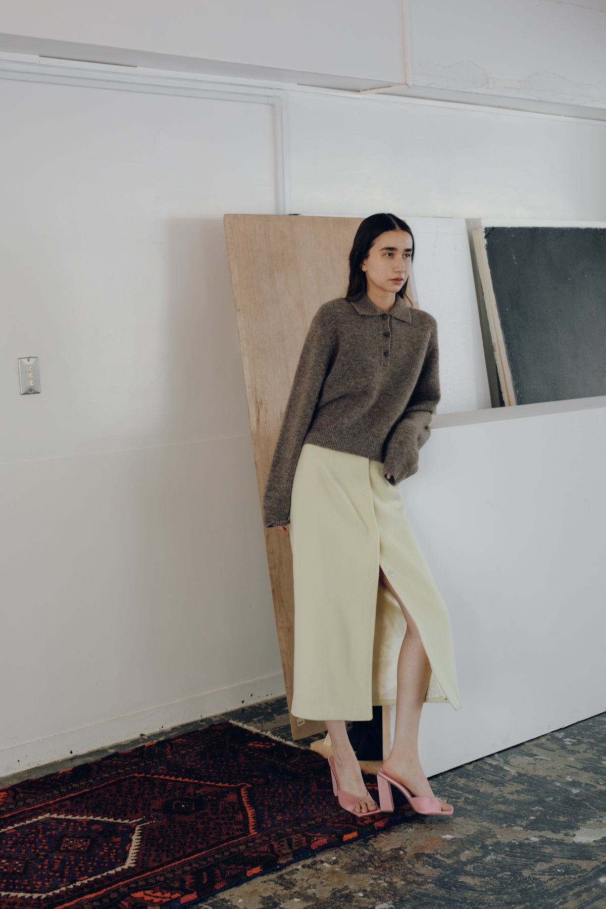 【展示会/後】Recycled Wool Nylon Wrapped Skirt (ls64603S) ¥37,400-