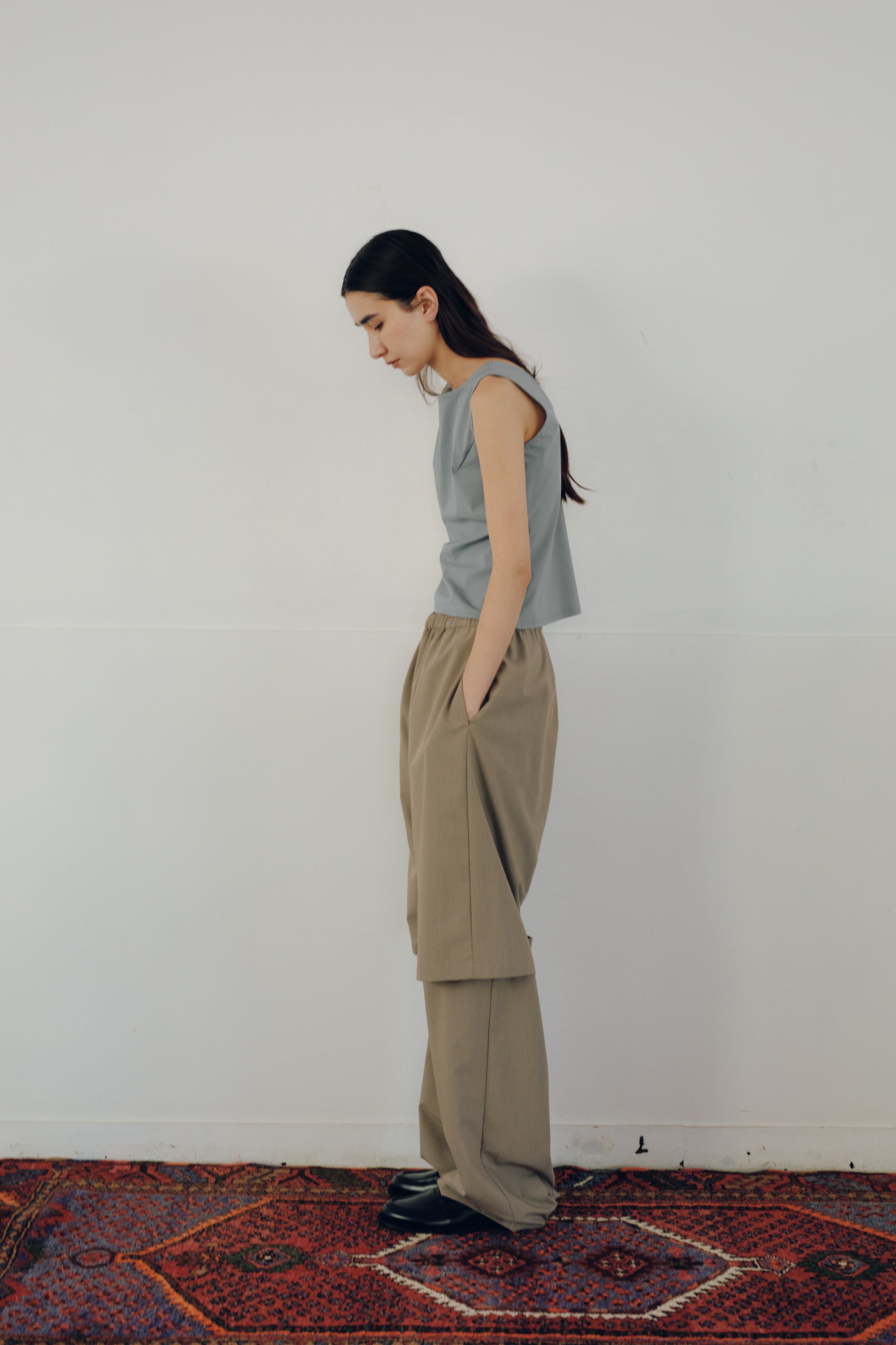 Recycled Nylon Boat Neck Sleeveless Top(ls64621T )