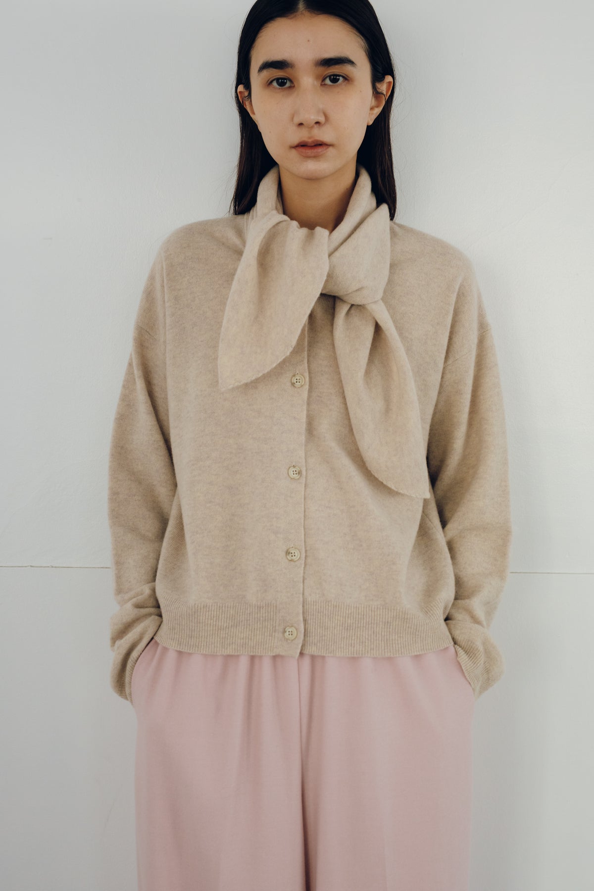 【展示会/後】Extra Fine Merino Big Collar 2WAY Knit Top (ls64605K) ¥45,100-