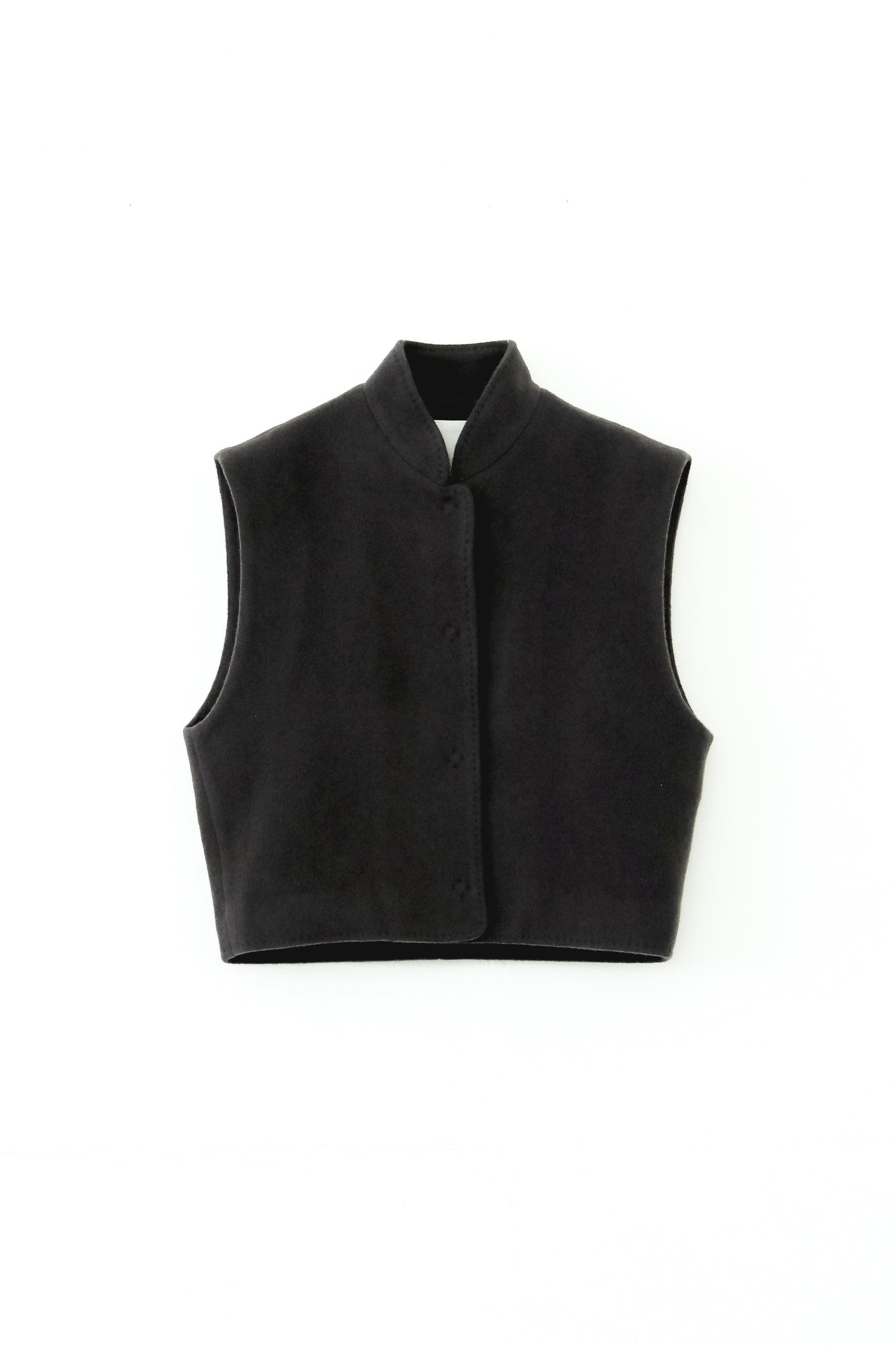 【展示会/後】Recycled Wool Nylon Stand Collar Short Vest (ls64602T) ¥33,000-