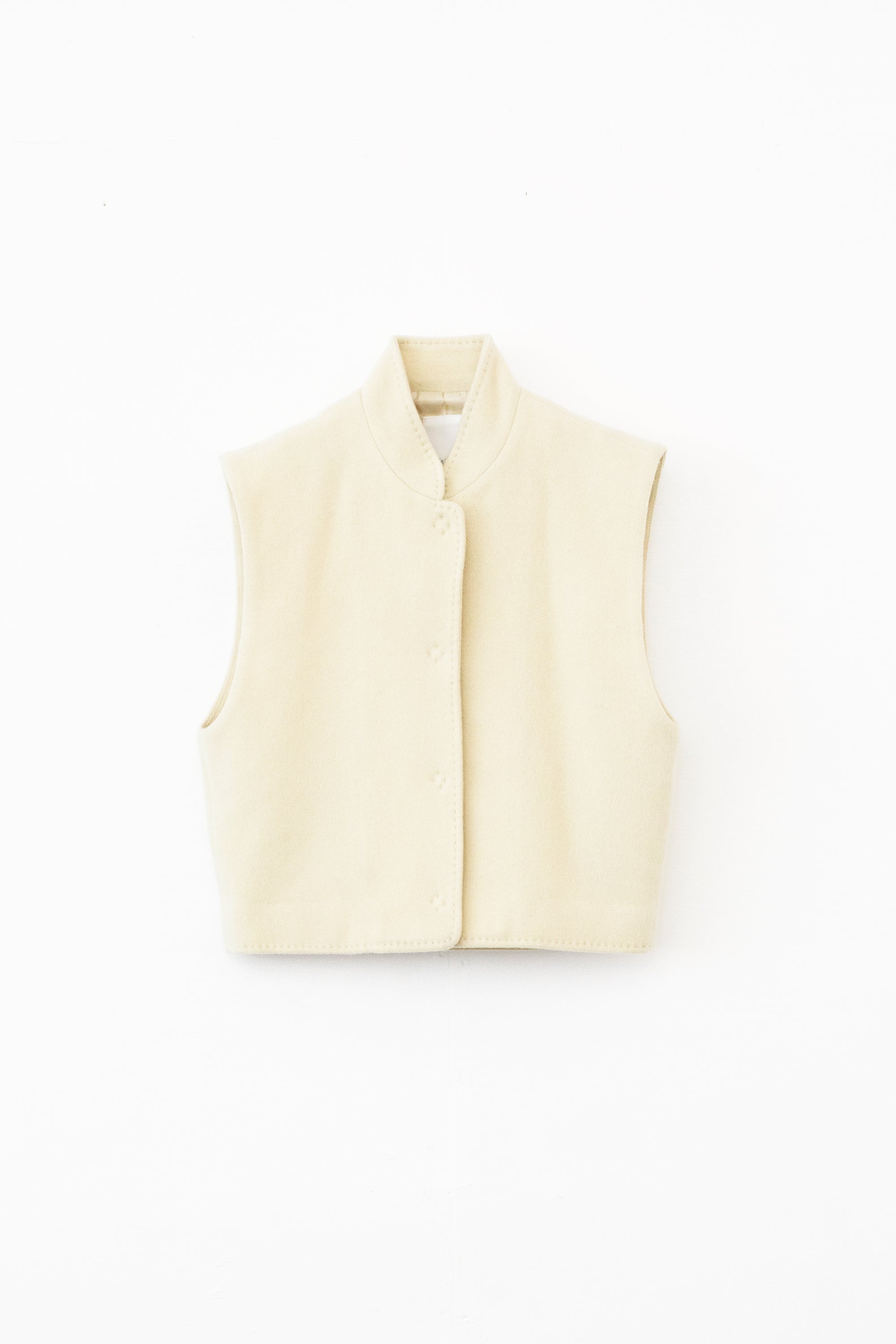 【展示会/後】Recycled Wool Nylon Stand Collar Short Vest (ls64602T) ¥33,000-
