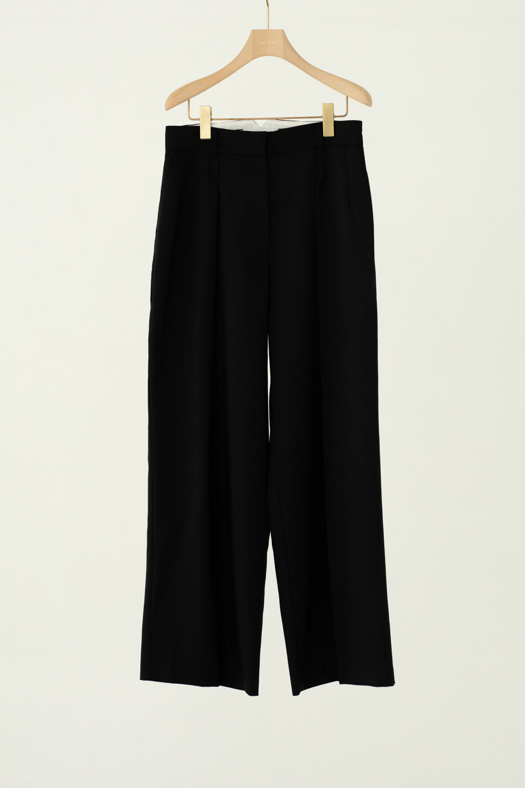 Wool Mix Hip Huggers Tucked Wide Slacks (ls62586P)