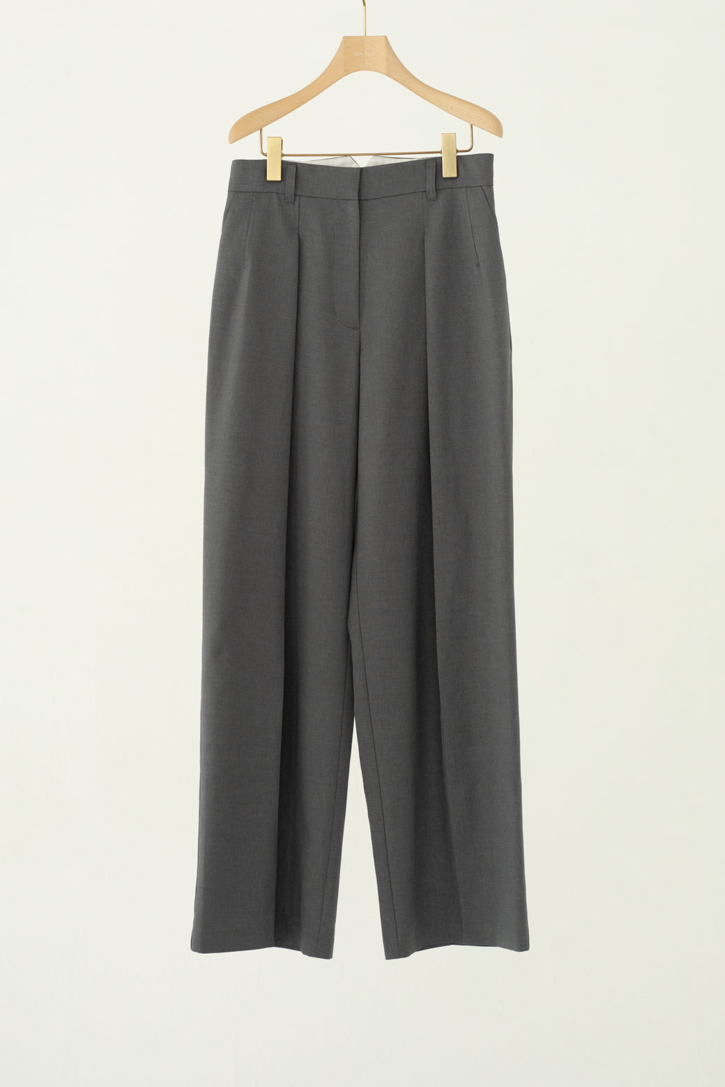 Wool Mix Hip Huggers Tucked Wide Slacks (ls62586P)