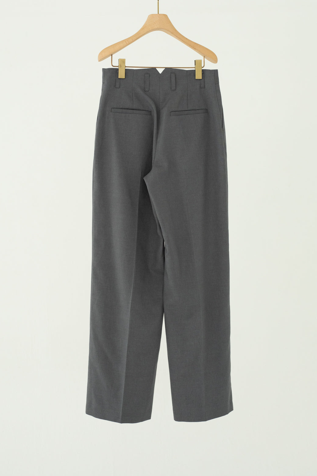 Wool Mix Hip Huggers Tucked Wide Slacks (ls62586P)