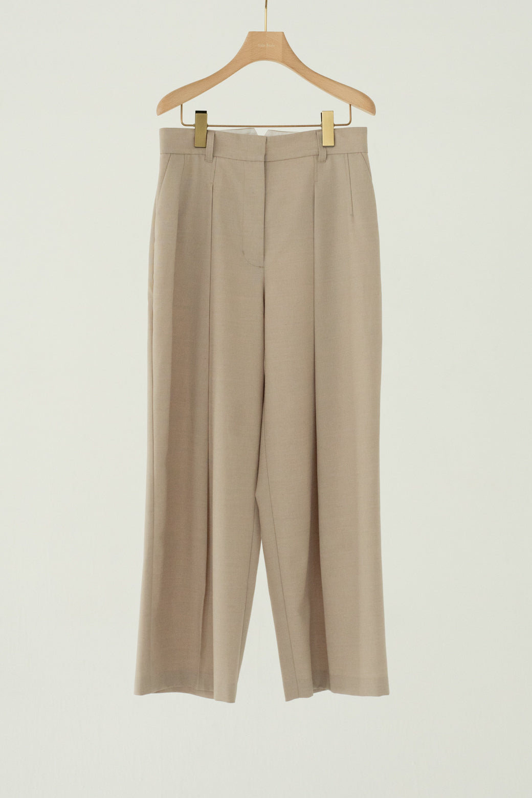 Wool Mix Hip Huggers Tucked Wide Slacks (ls62586P)