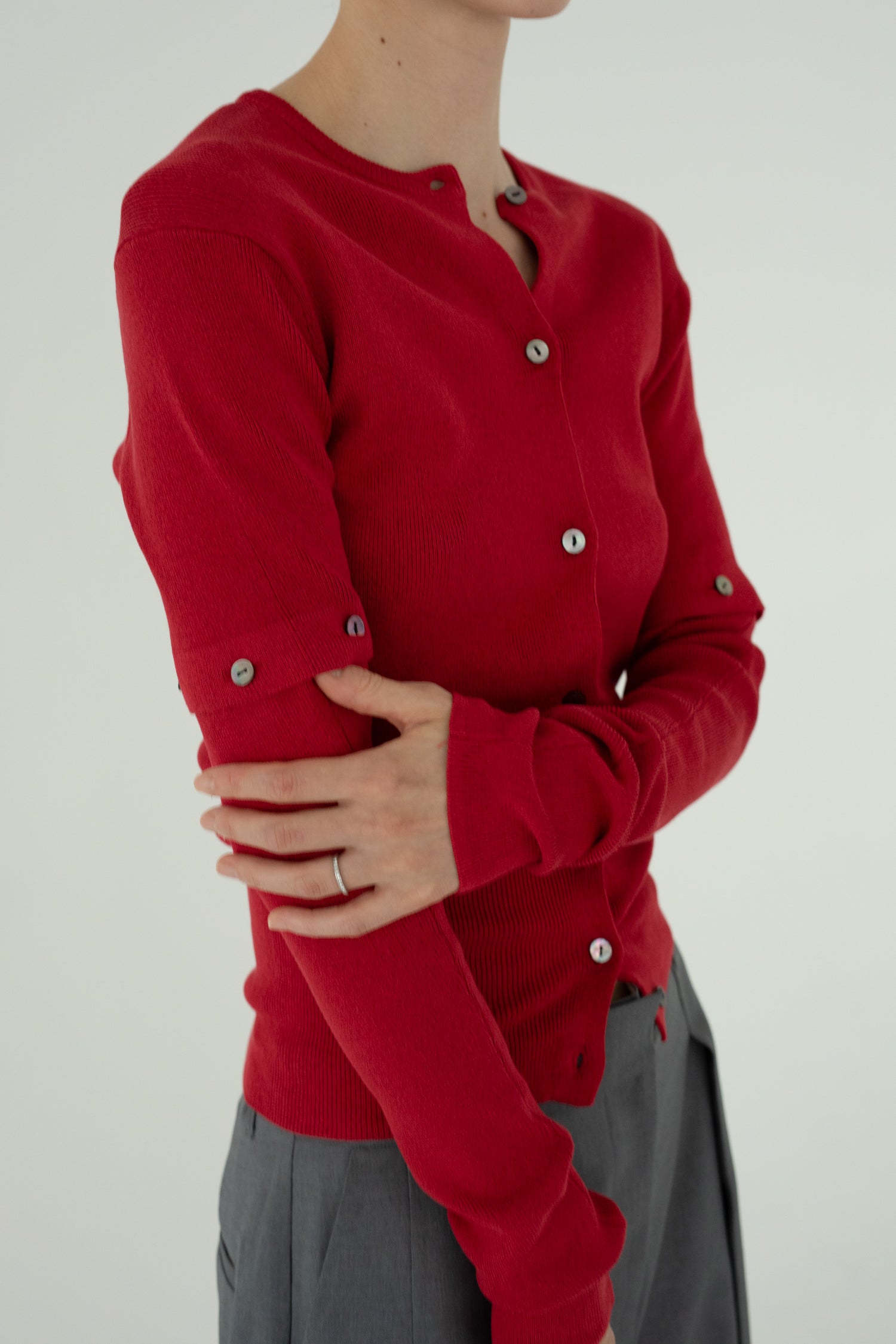 【展示会/後】Cotton Rib Knit Detachable Cardigan (ls62577K) ¥22,000-