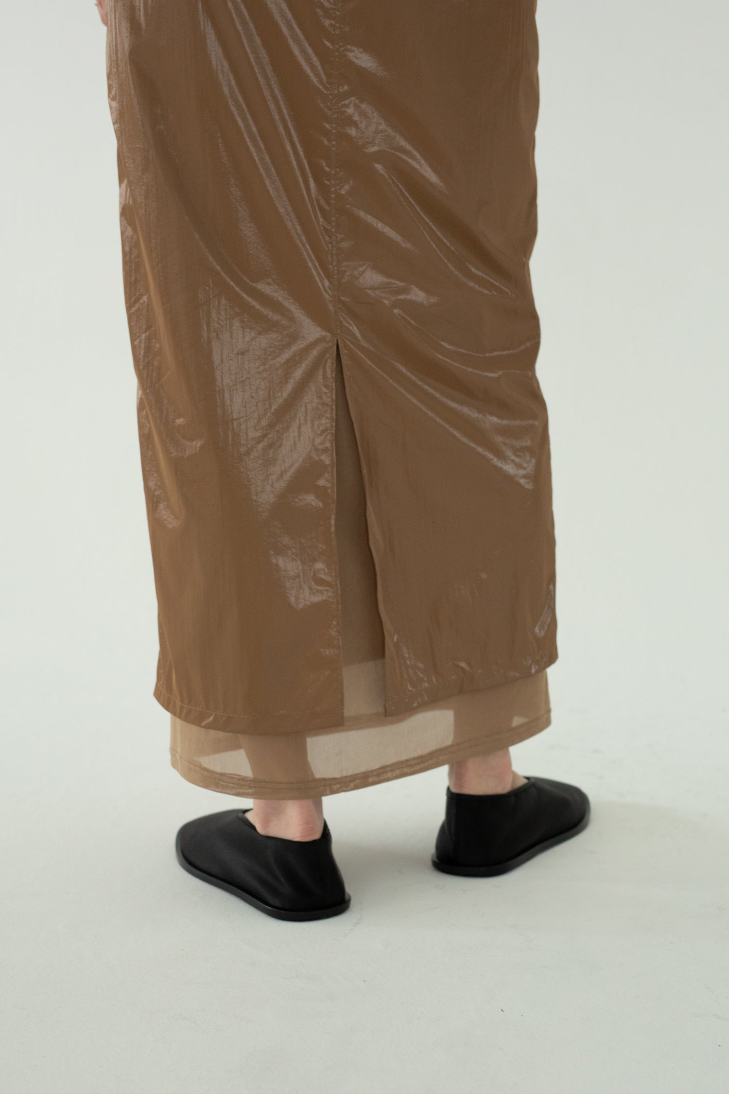 Plastic Fabric Layerd Skirt (ls62574S)