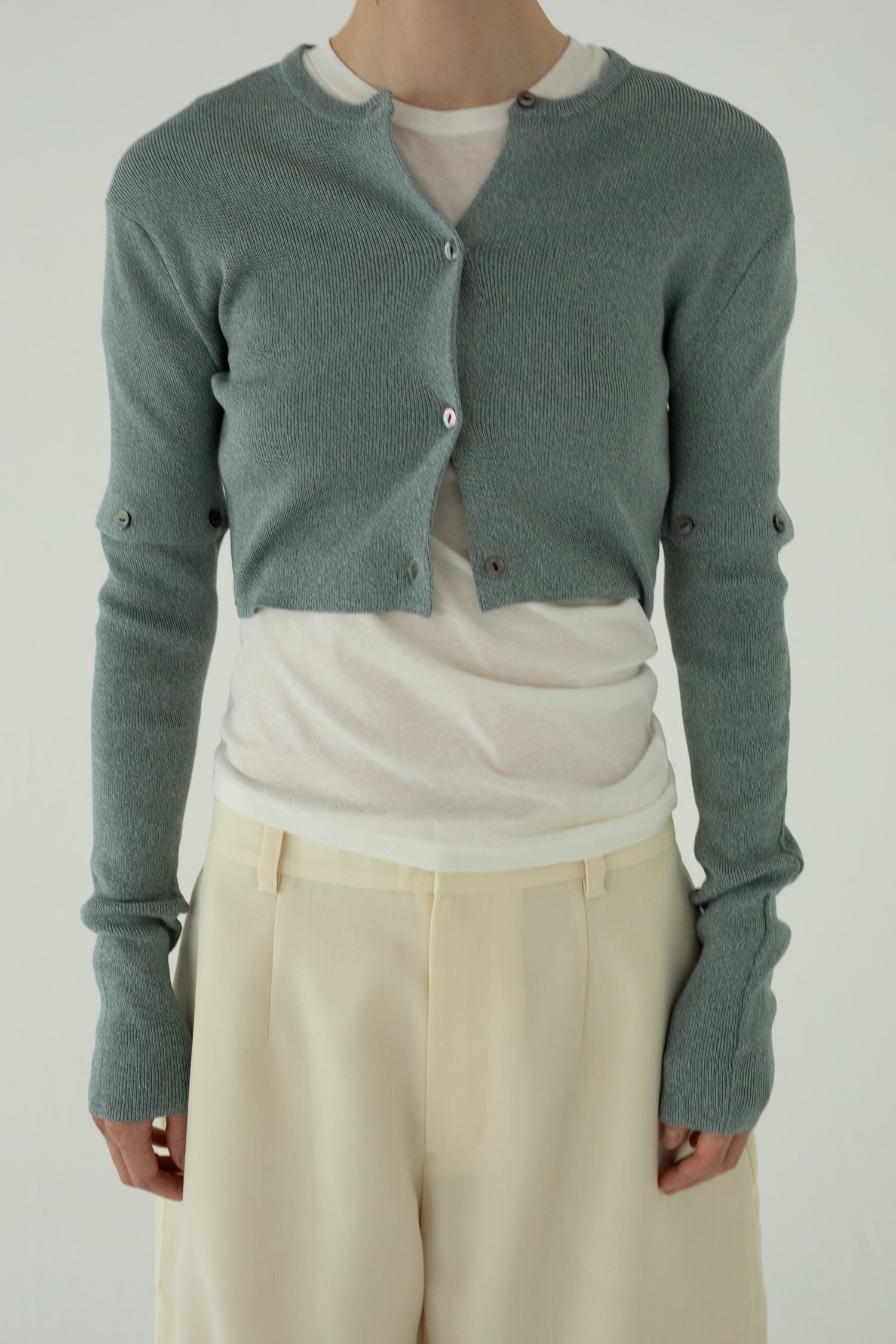 【展示会/後】Cotton Rib Knit Detachable Cardigan (ls62577K) ¥22,000-