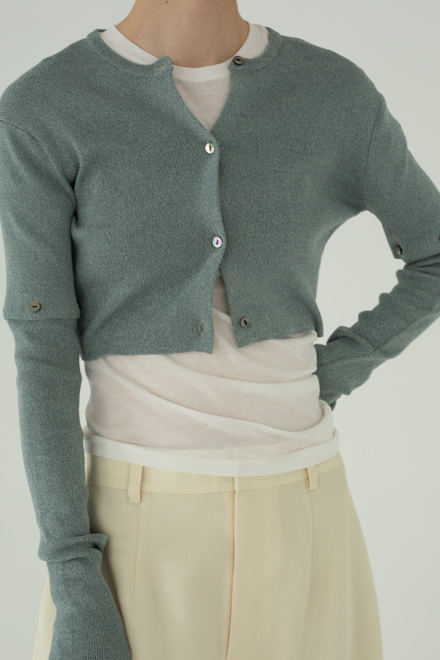 【展示会/後】Cotton Rib Knit Detachable Cardigan (ls62577K) ¥22,000-