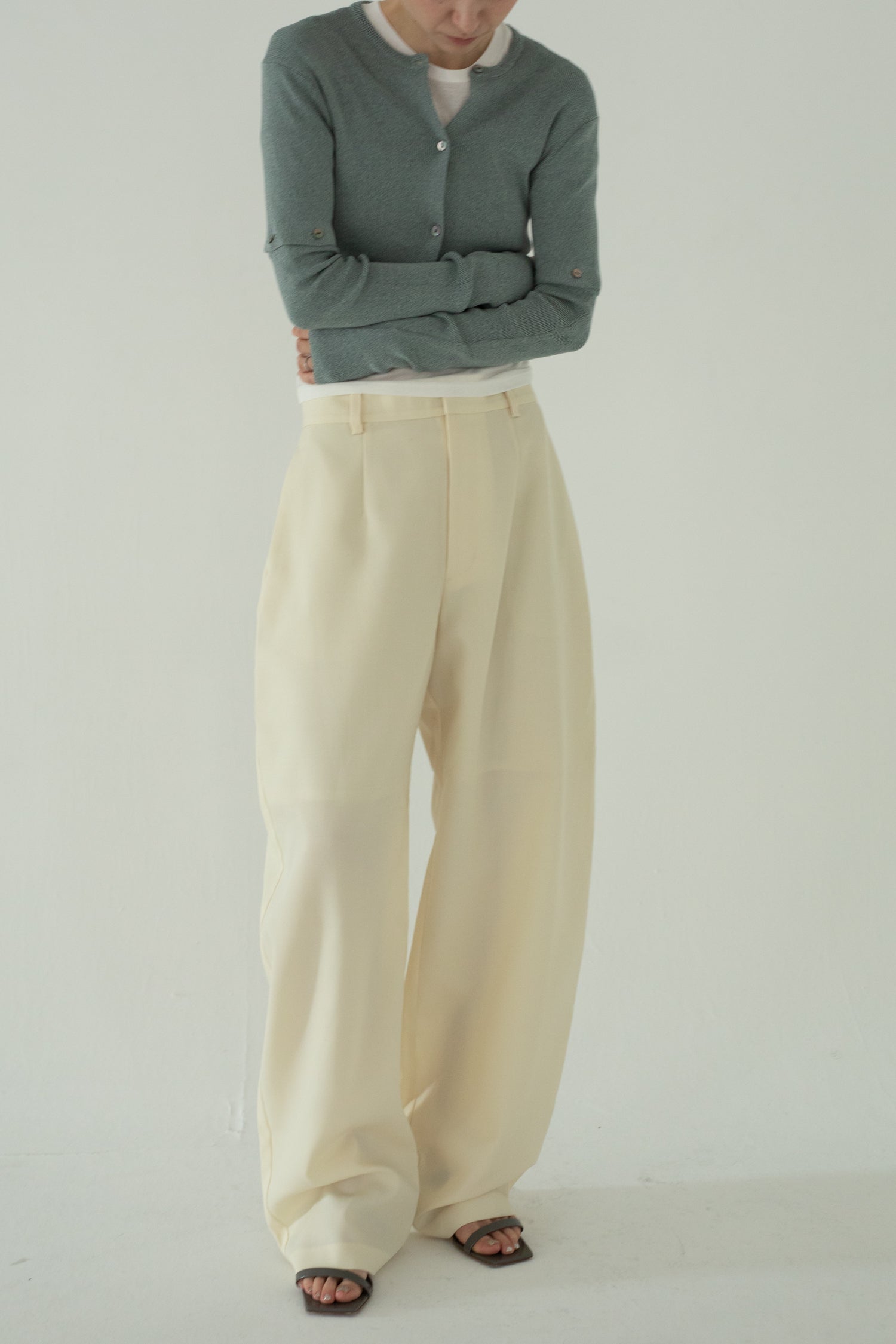 Wool Mix Curved Trousers (ls62581P)