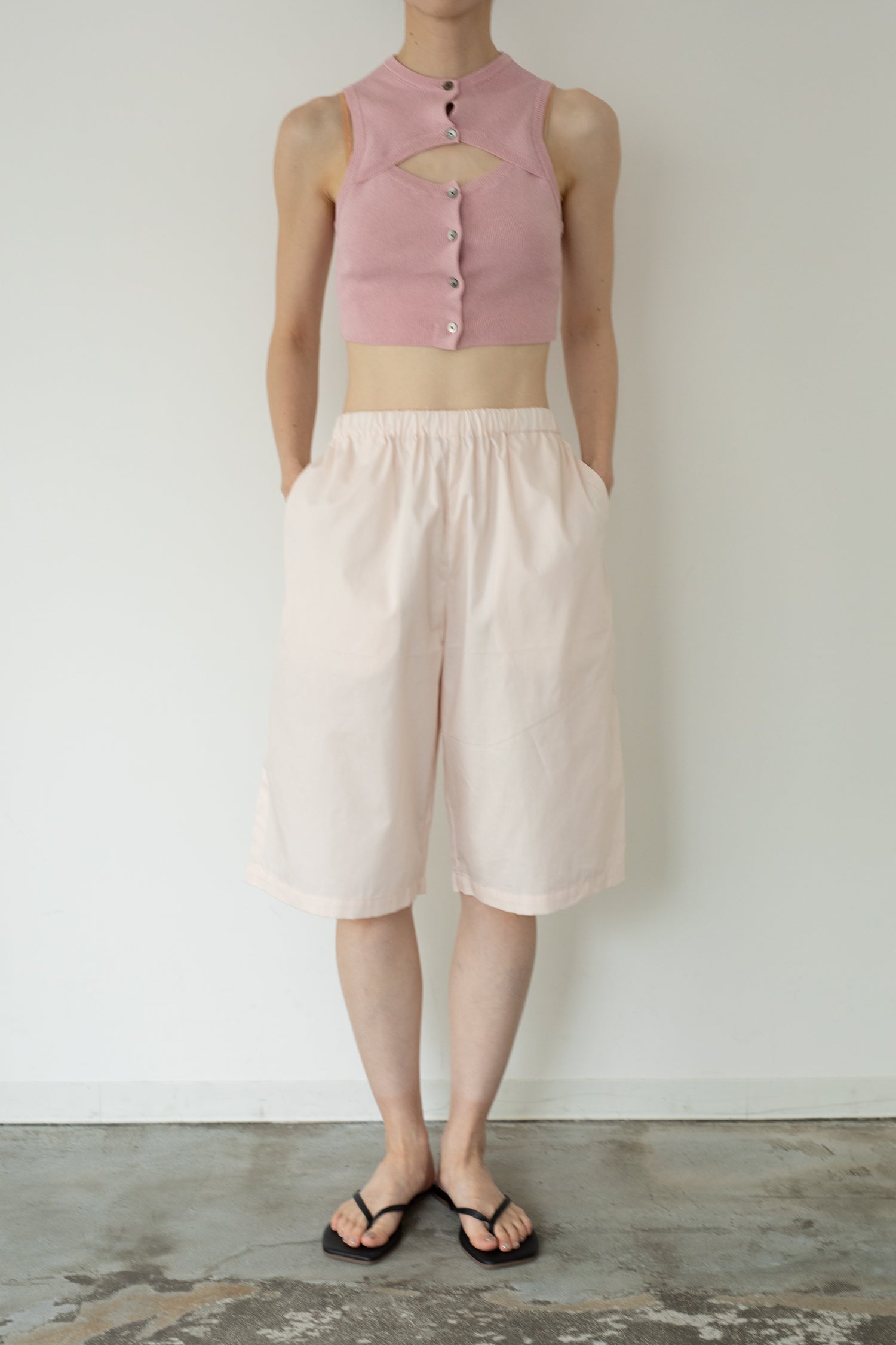 【展示会/後】Cotton Rib Knit Sleevless Top (ls62575K) ¥19,800-