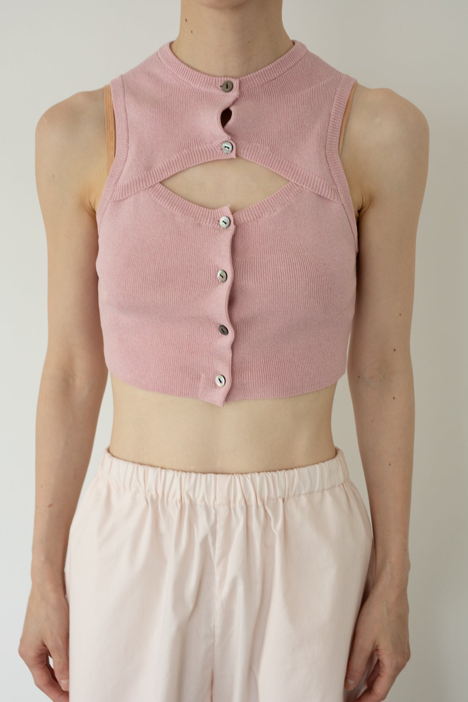 【展示会/後】Cotton Rib Knit Sleevless Top (ls62575K) ¥19,800-