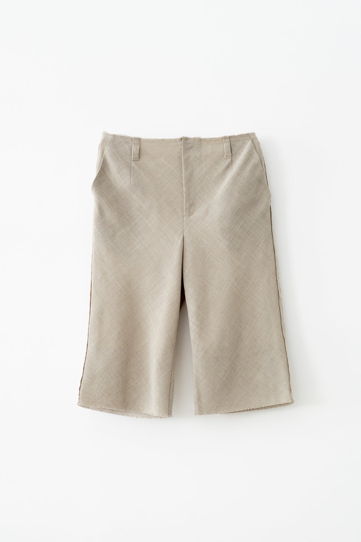 Linen Like PL Unhemmed Hip Hugger Half Pants (ls72655P)
